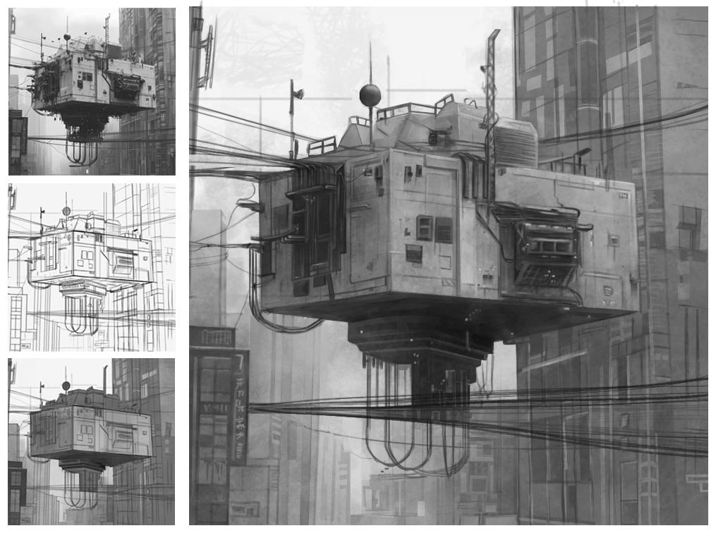 هاب معلق – طراحی مفهومی محیط سایبرپانک