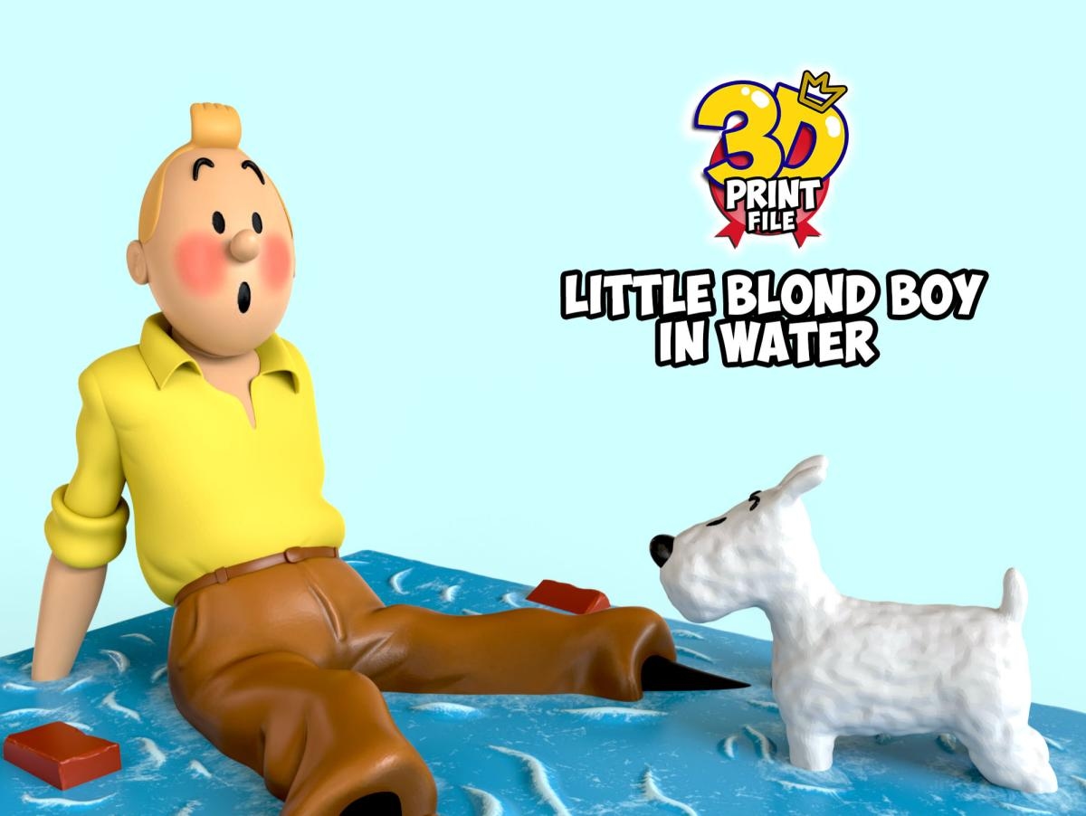 TinTin & milou in water 3d print model