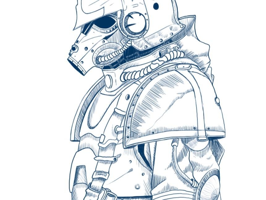 تمرین لاین‌آرت کاراکتر تکنو–شوالیه