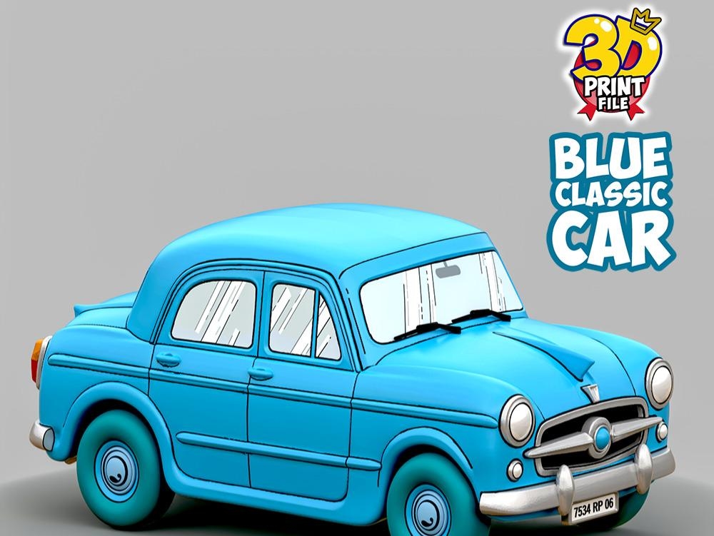 Blue Classic Car 3d print ready model from Sapristi Diorama