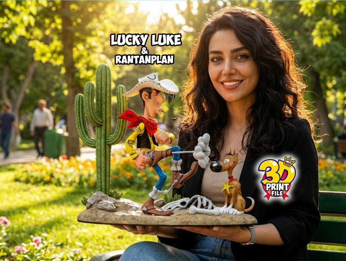 Lucky Luke & Rantanplan 3D Diorama - Free size