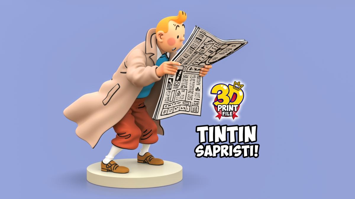 TINTIN sapristi ! with newspaper - 3D print ready model