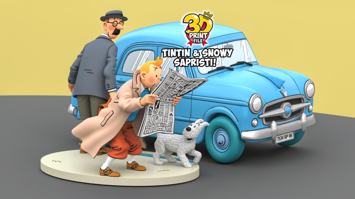 TINTIN & Snowy - “Sapristi!” Classic Street 3D print ready Diorama