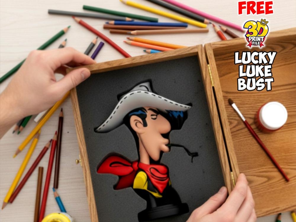 Lucky Luke – Stylized 3D Printable FREE Bust