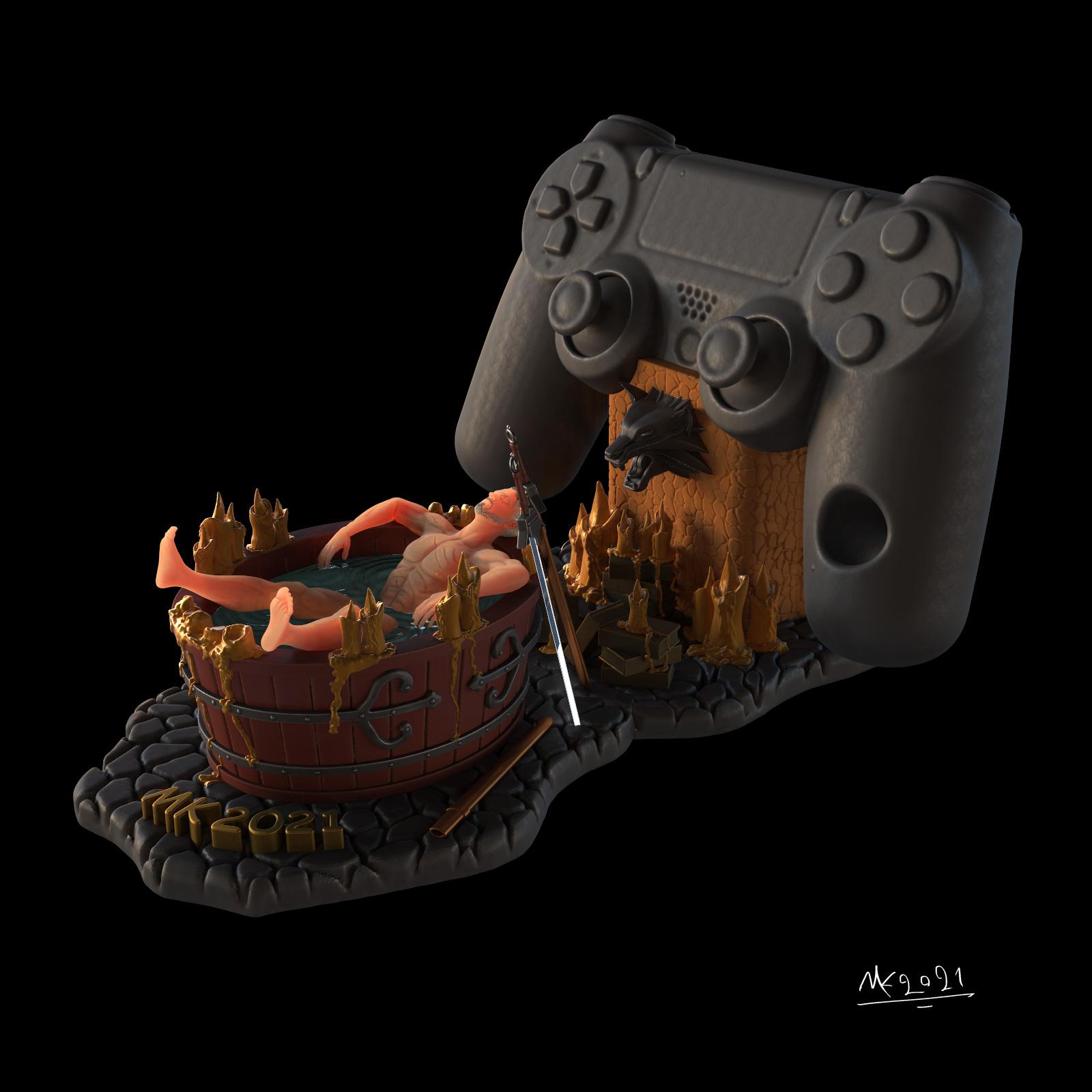 Witcher's PS4 controller stand for 3D Printing