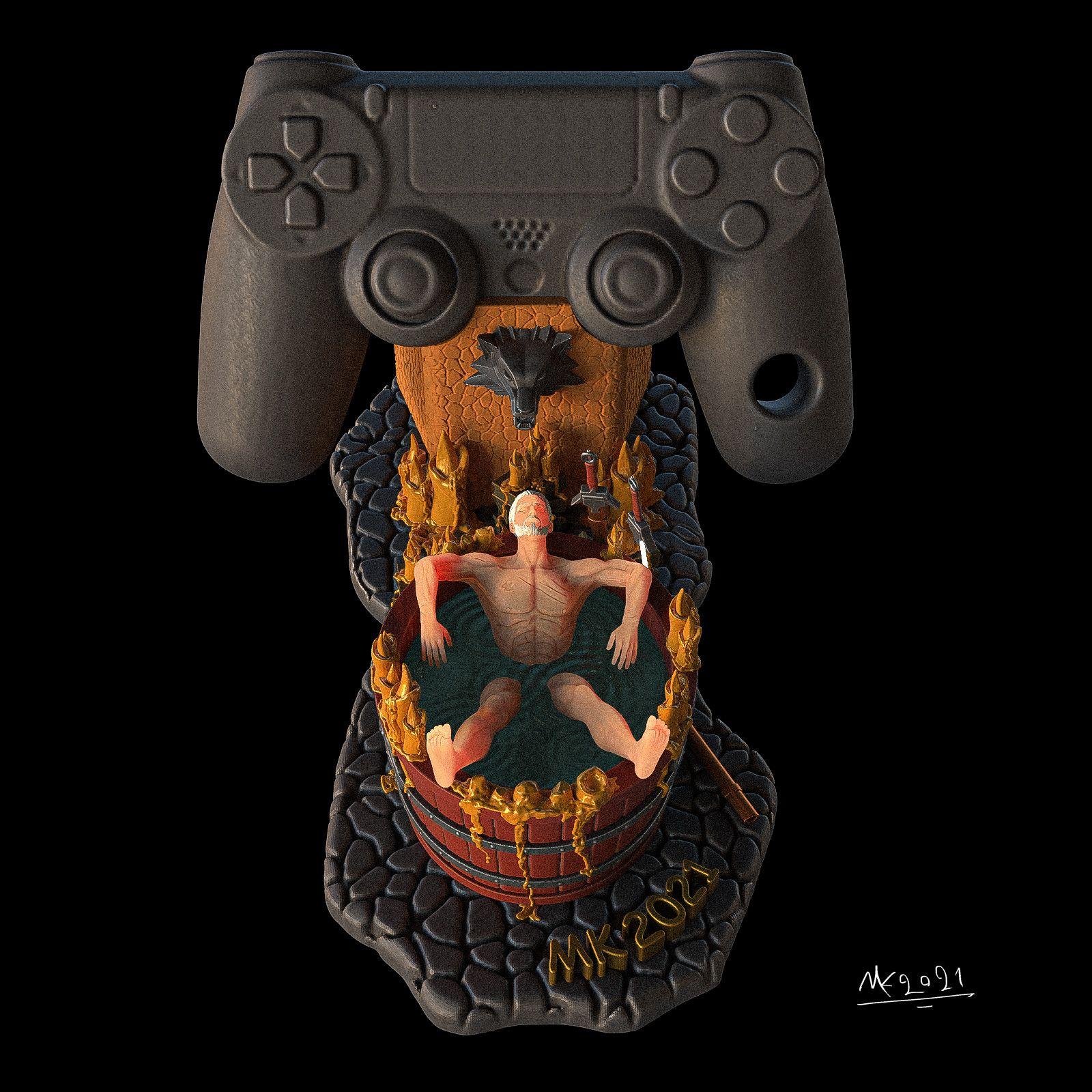 Witcher's PS4 controller stand for 3D Printing