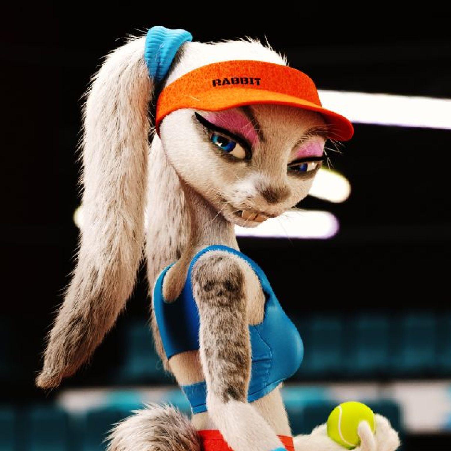 Rabbit in tennis custome