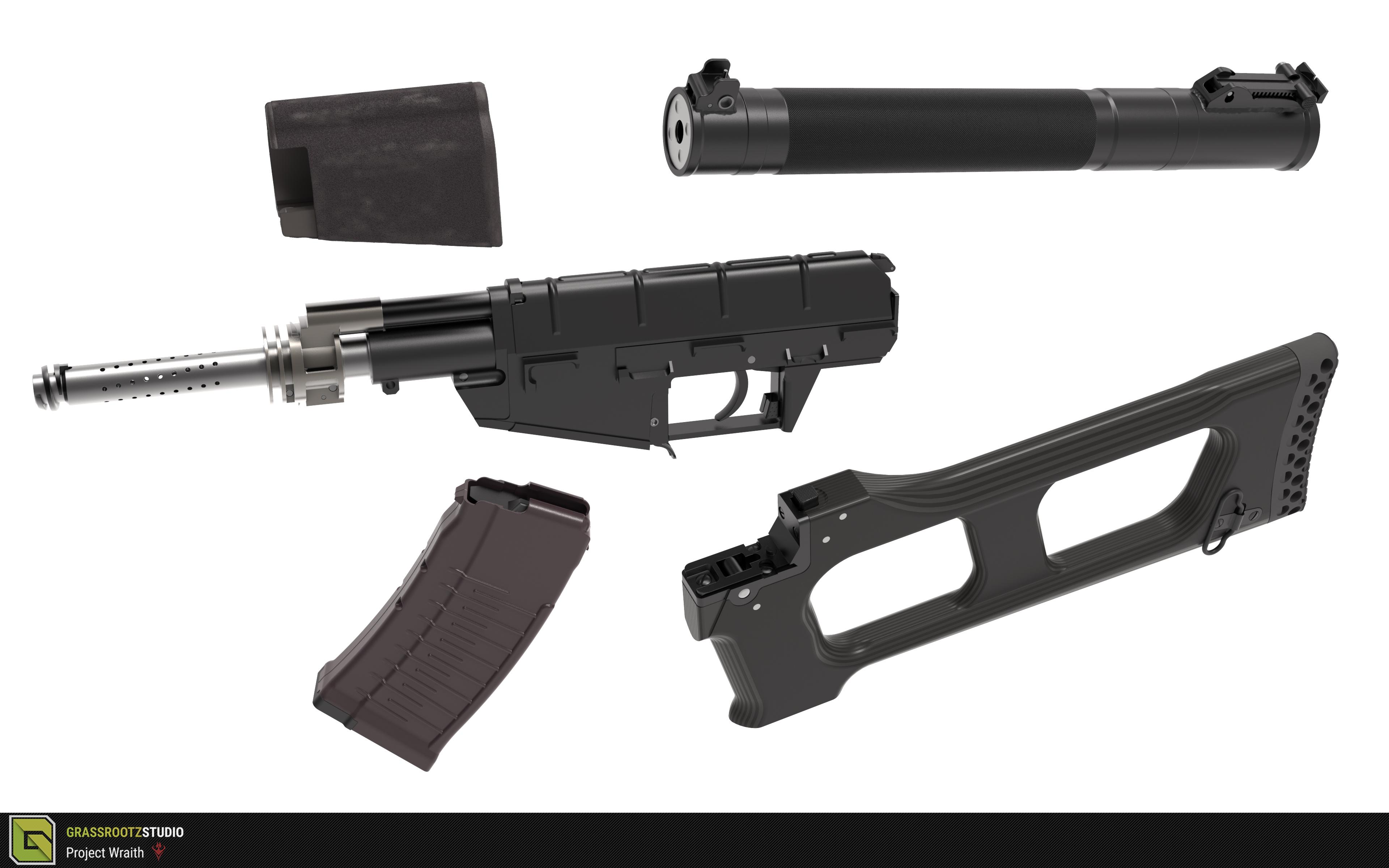 SR-3M / AS Val / VSS + PK-122 Holographic Sight - high poly