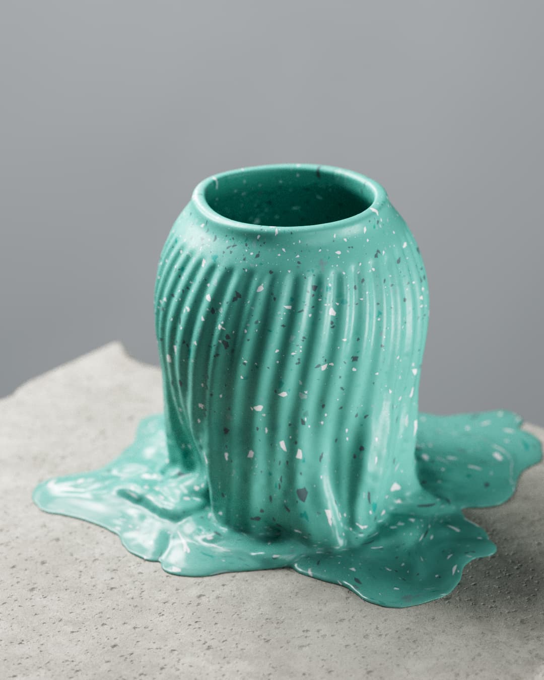 Melting Terrazzo - انیمیشن سه بعدی ذوب شدن کوزه