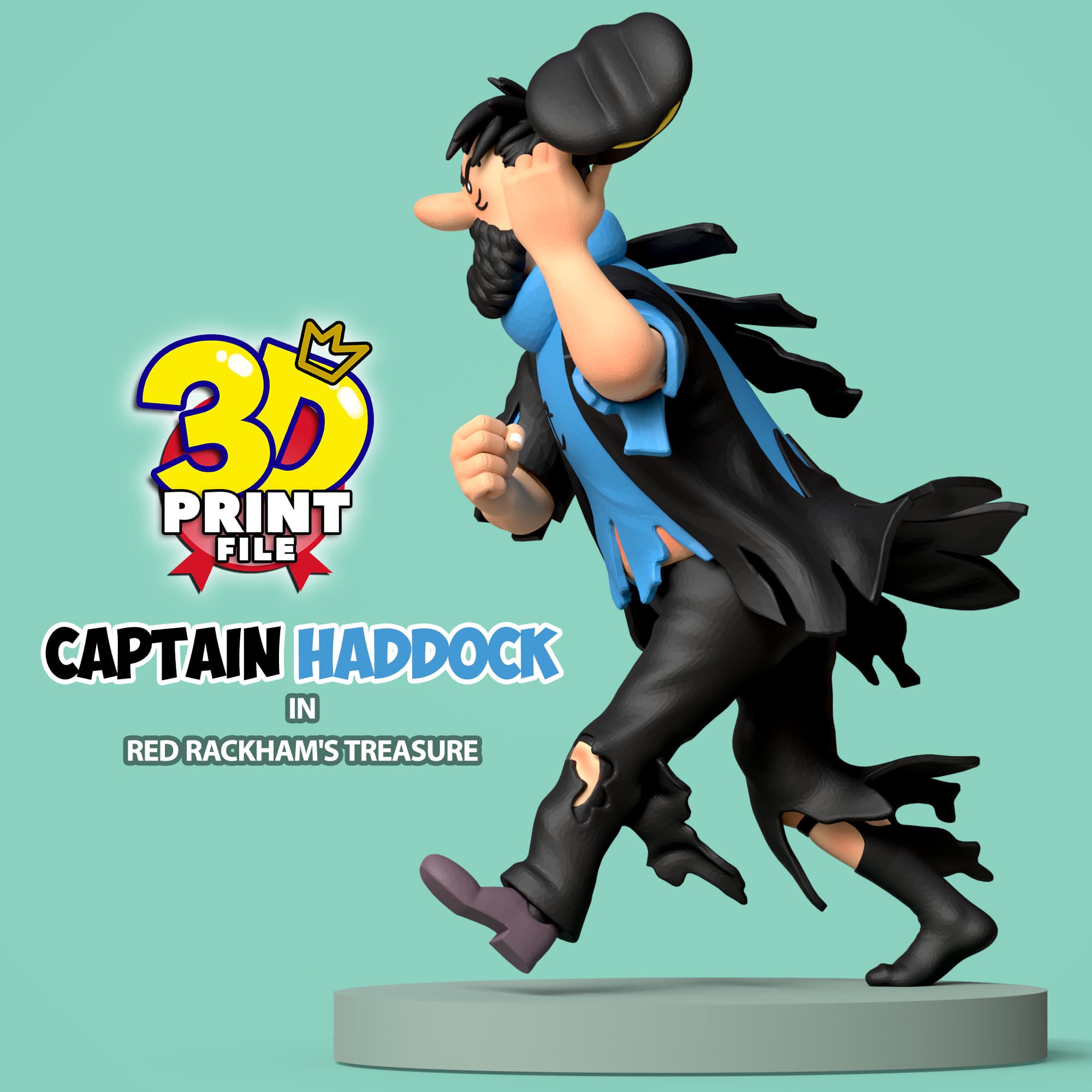 Captain Haddock 3d model in red rackham's treasure