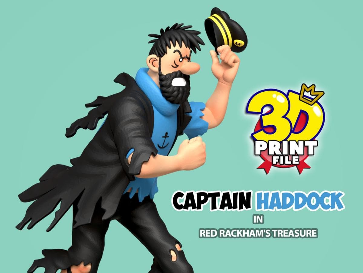Captain Haddock 3d model in red rackham's treasure