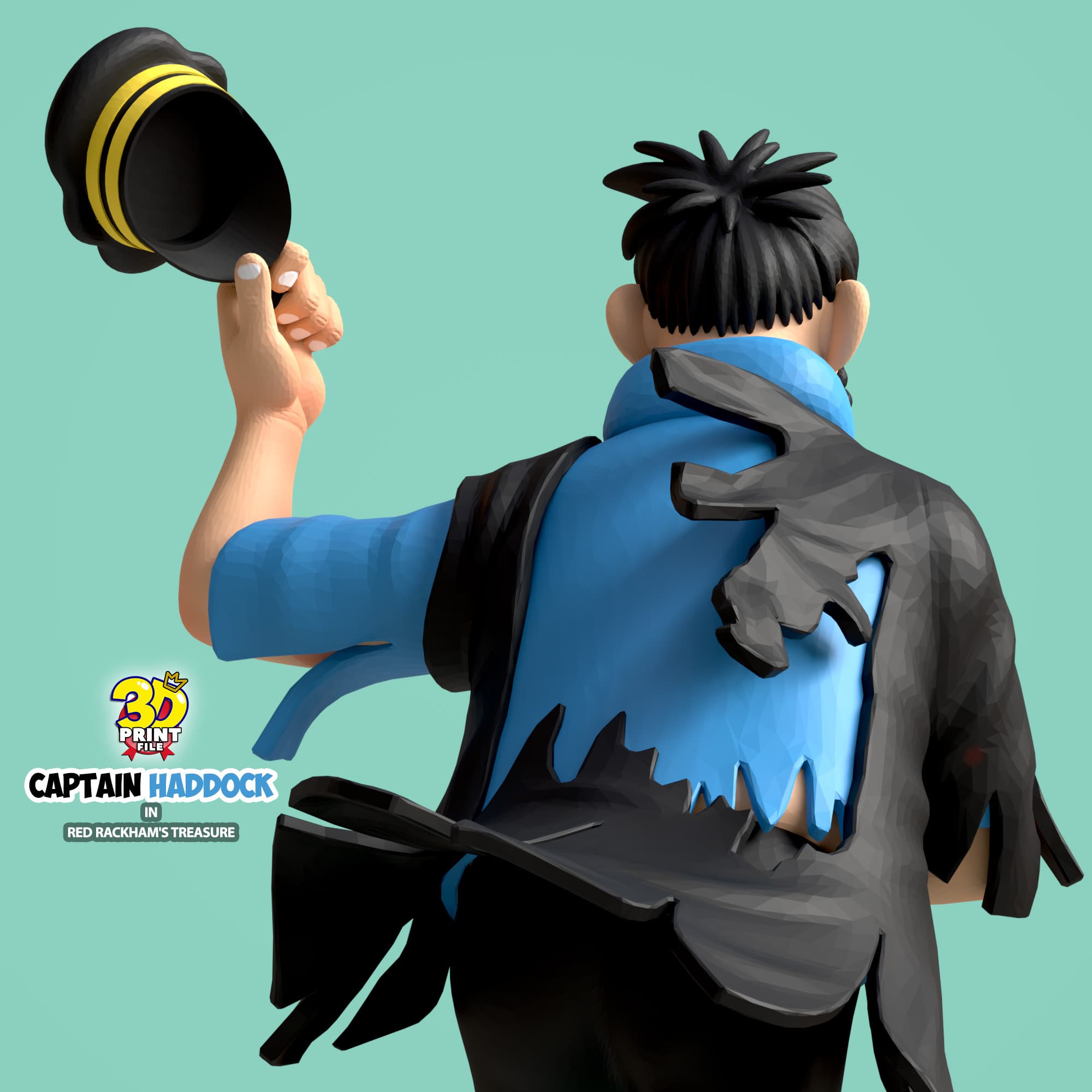 Captain Haddock 3d model in red rackham's treasure