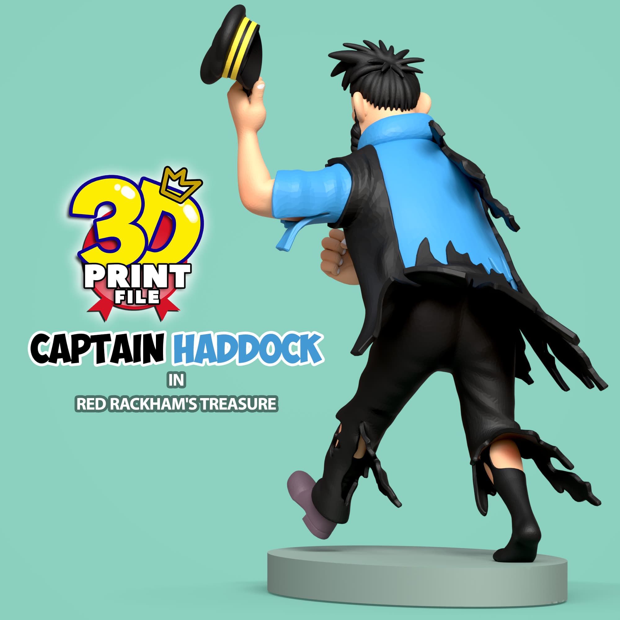 Captain Haddock 3d model in red rackham's treasure