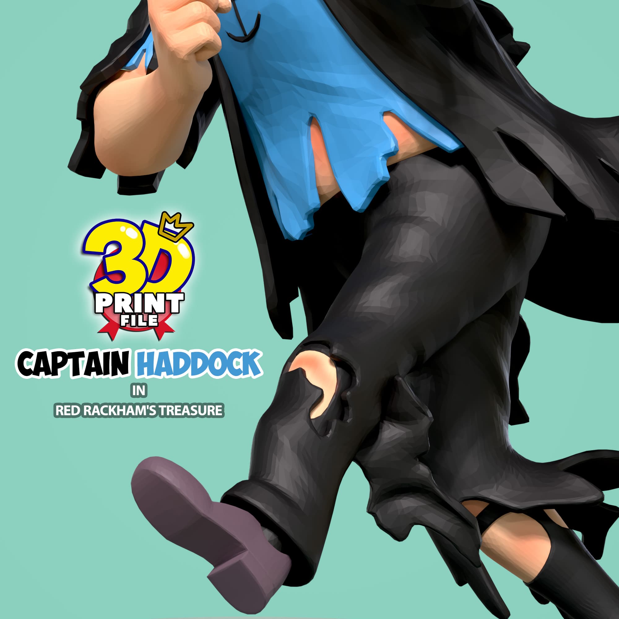 Captain Haddock 3d model in red rackham's treasure
