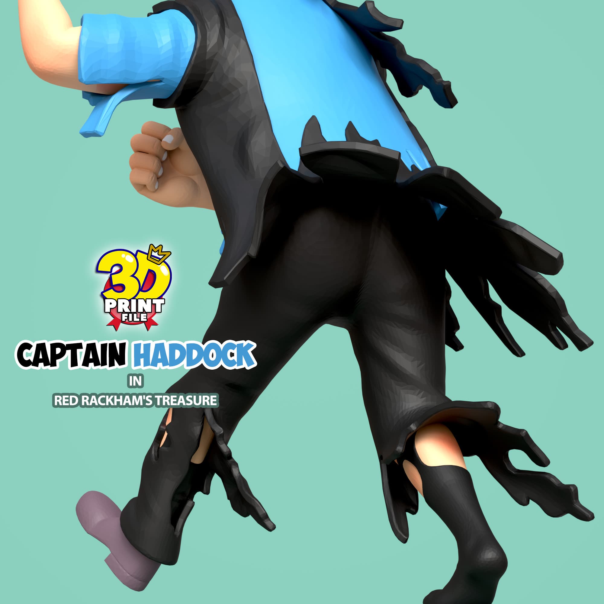 Captain Haddock 3d model in red rackham's treasure
