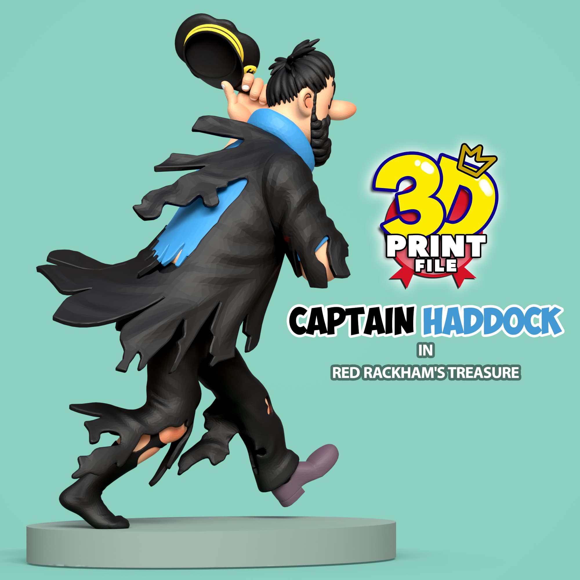 Captain Haddock 3d model in red rackham's treasure