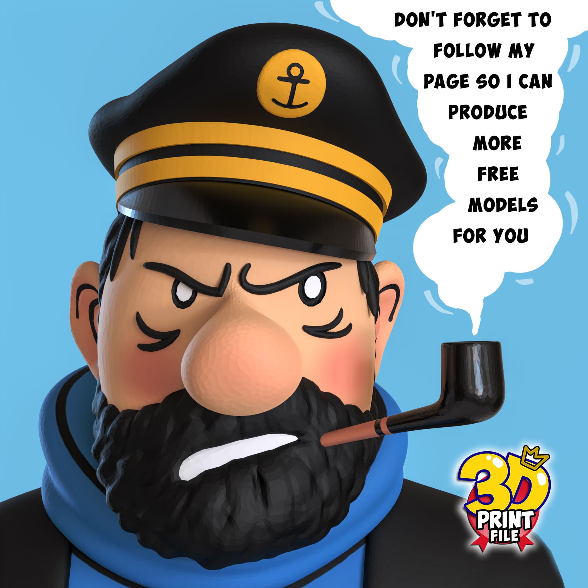 FREE CAPTAIN HADDOCK 3D Bust model