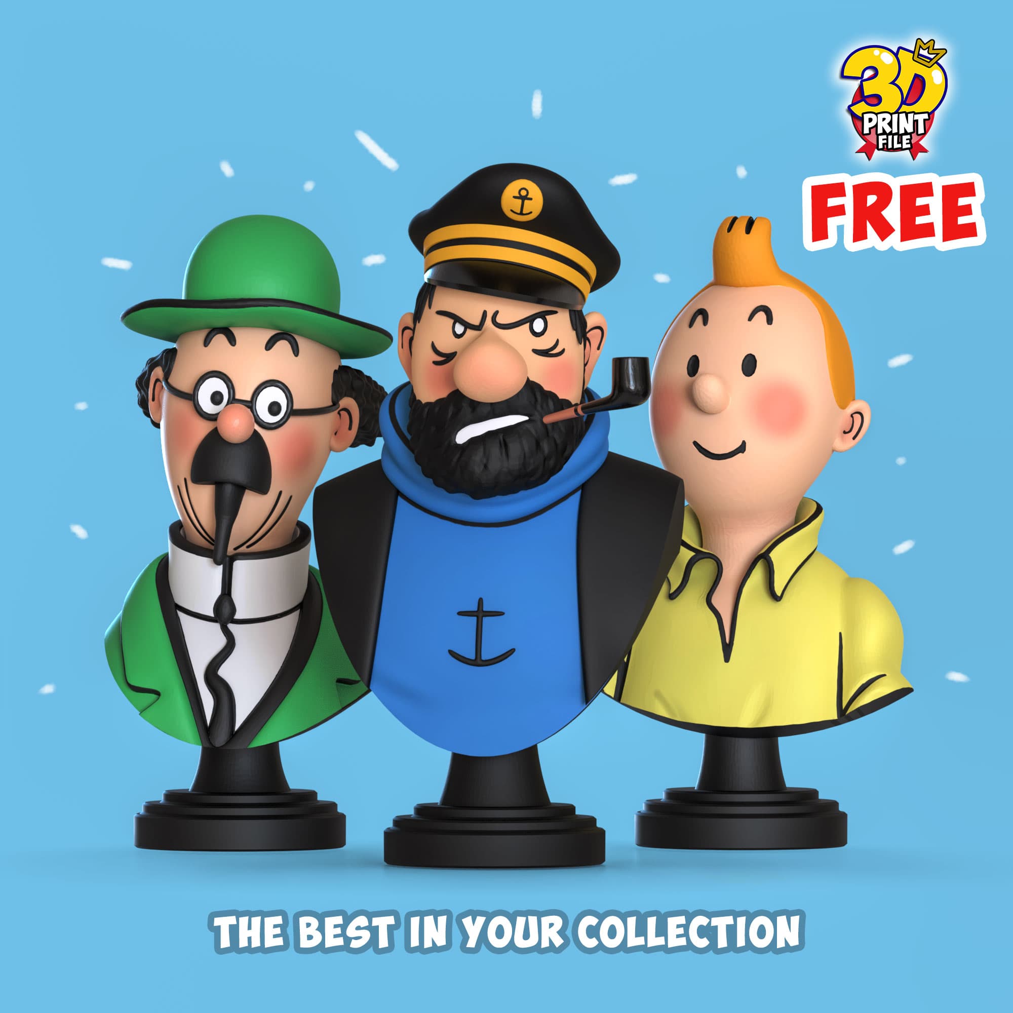 FREE CAPTAIN HADDOCK 3D Bust model