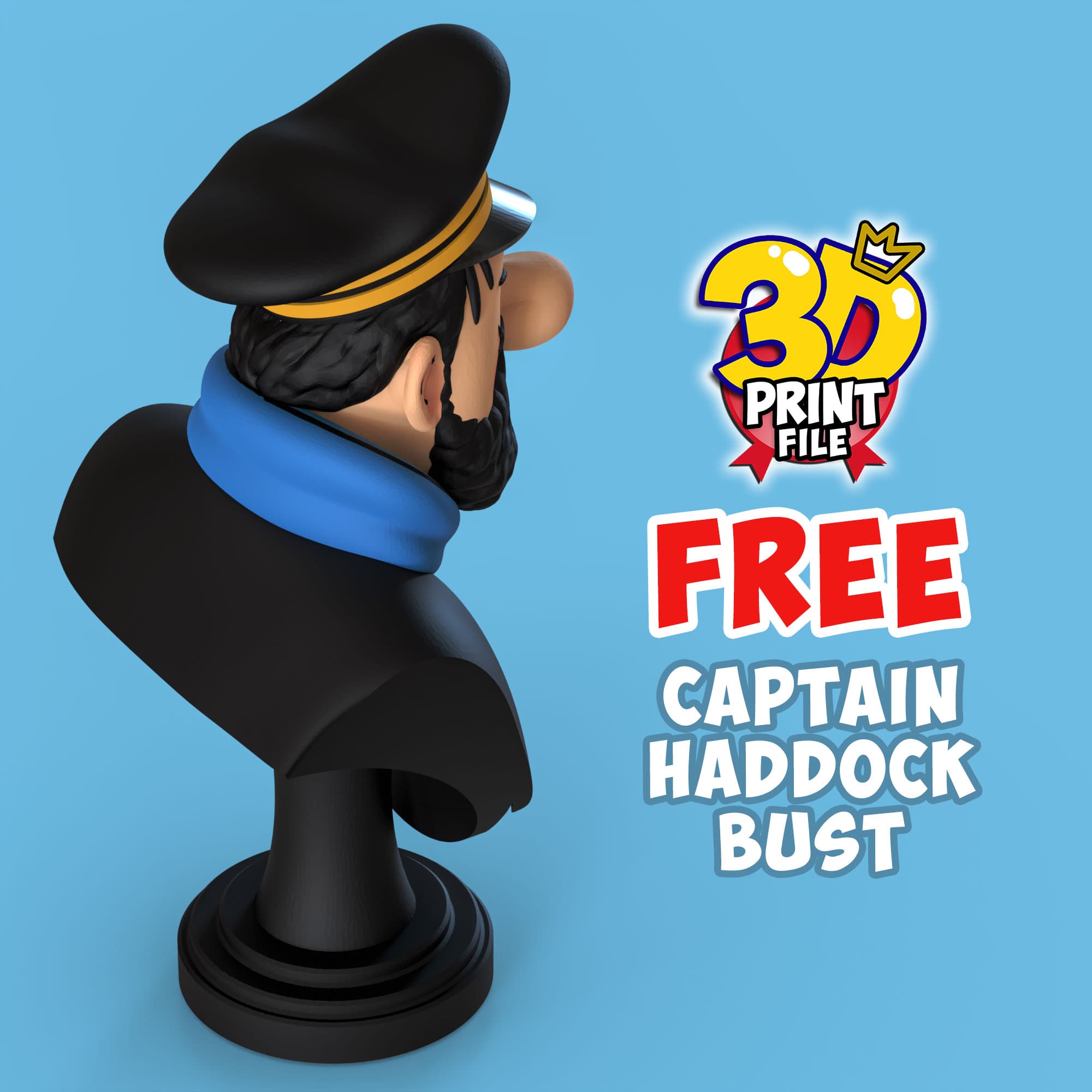 FREE CAPTAIN HADDOCK 3D Bust model