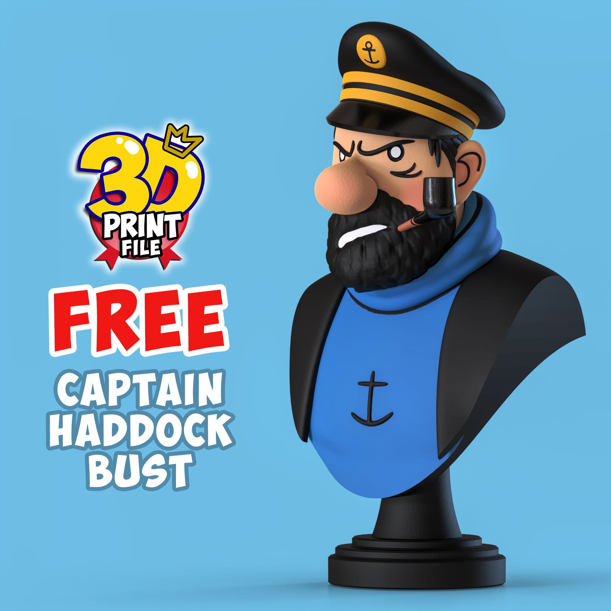 FREE CAPTAIN HADDOCK 3D Bust model
