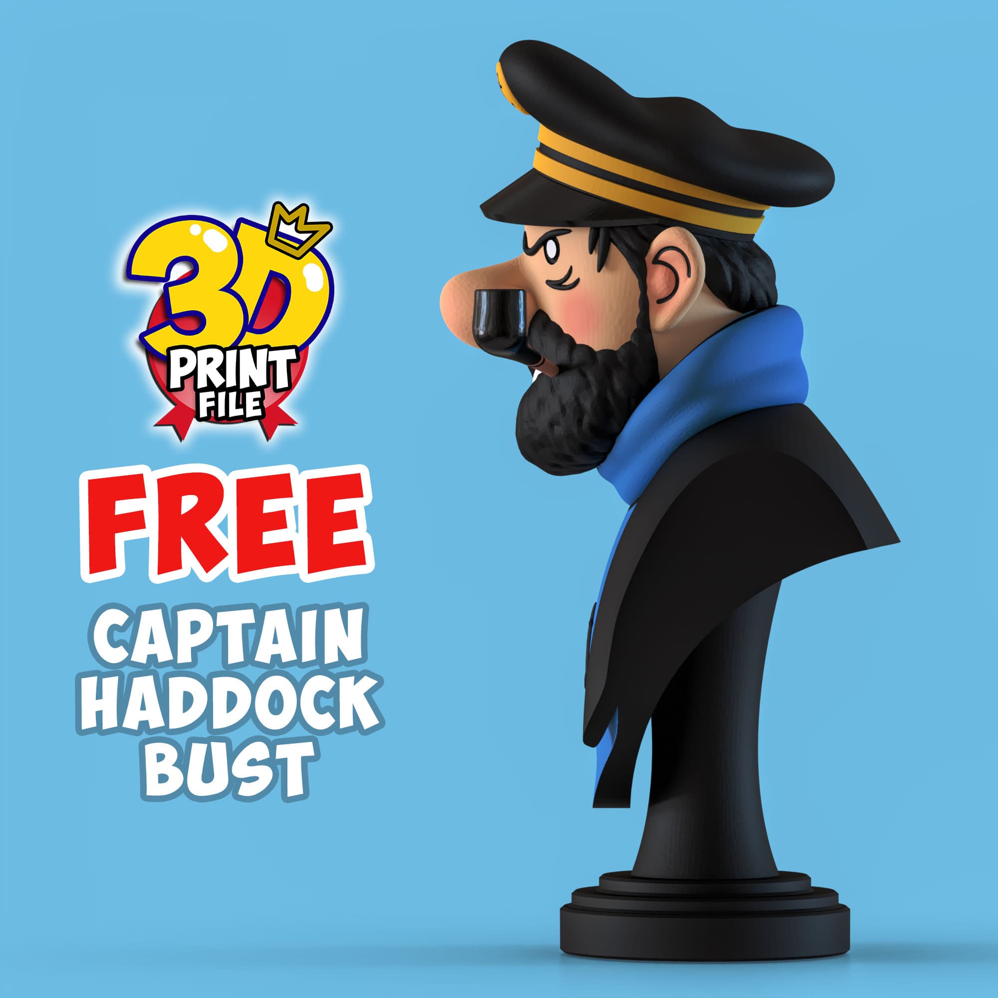 FREE CAPTAIN HADDOCK 3D Bust model