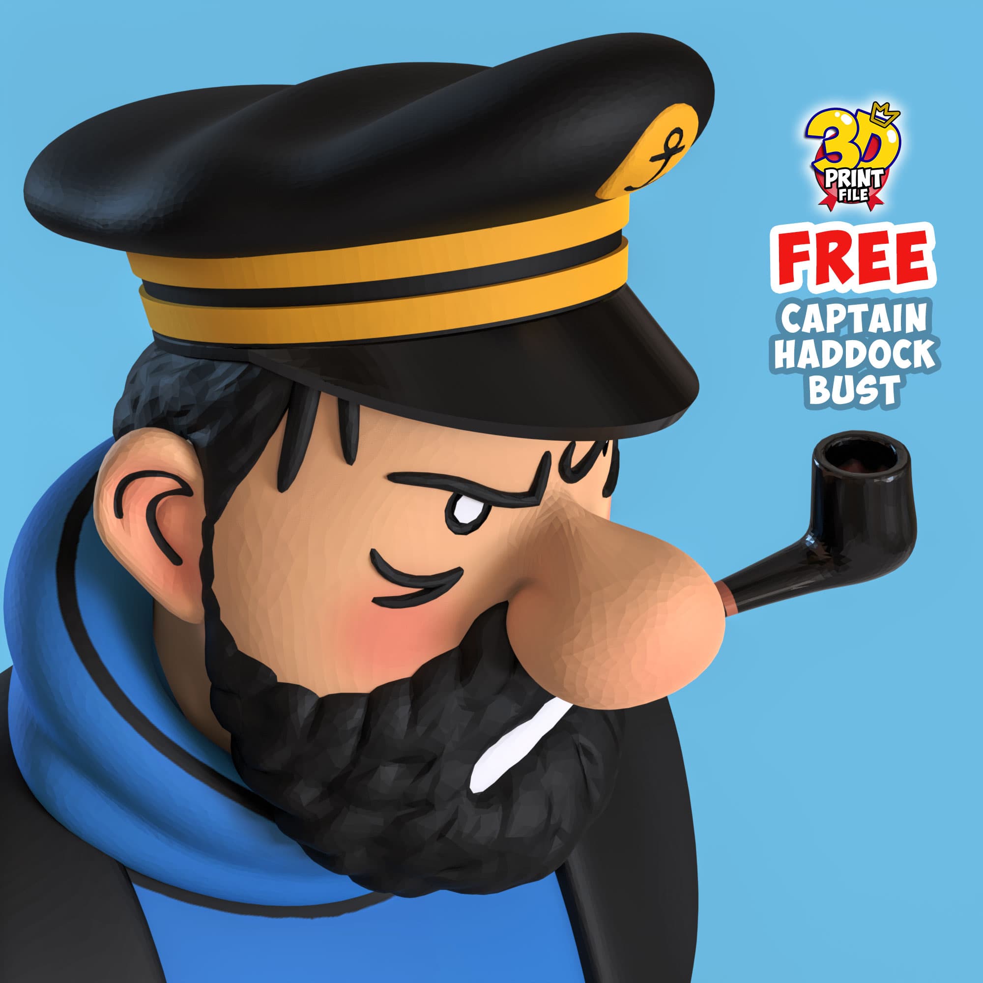 FREE CAPTAIN HADDOCK 3D Bust model