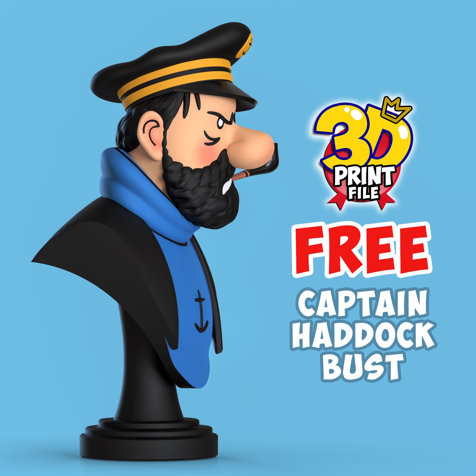 FREE CAPTAIN HADDOCK 3D Bust model
