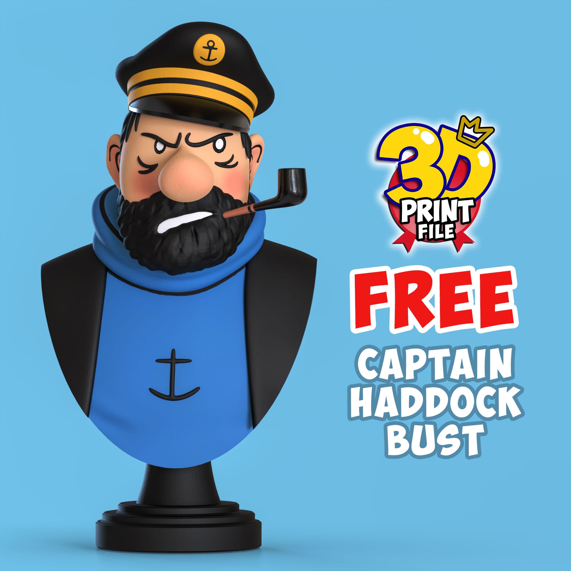 FREE CAPTAIN HADDOCK 3D Bust model