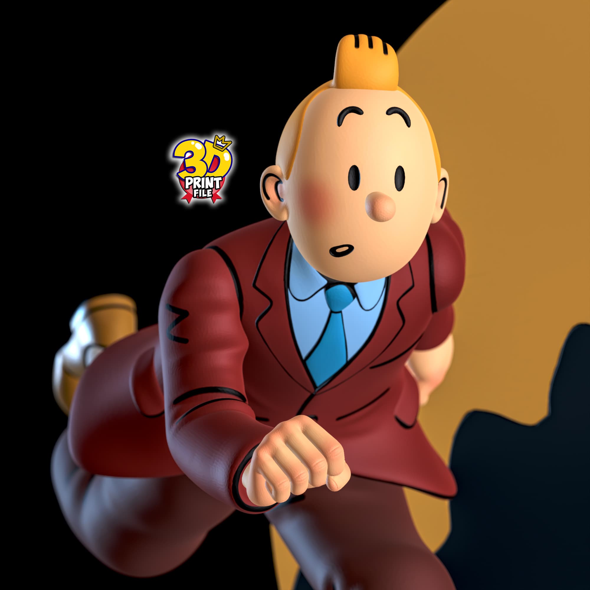 TINTIN AND SNOWY 3D model DIORAMA V.1 (stand and relief)