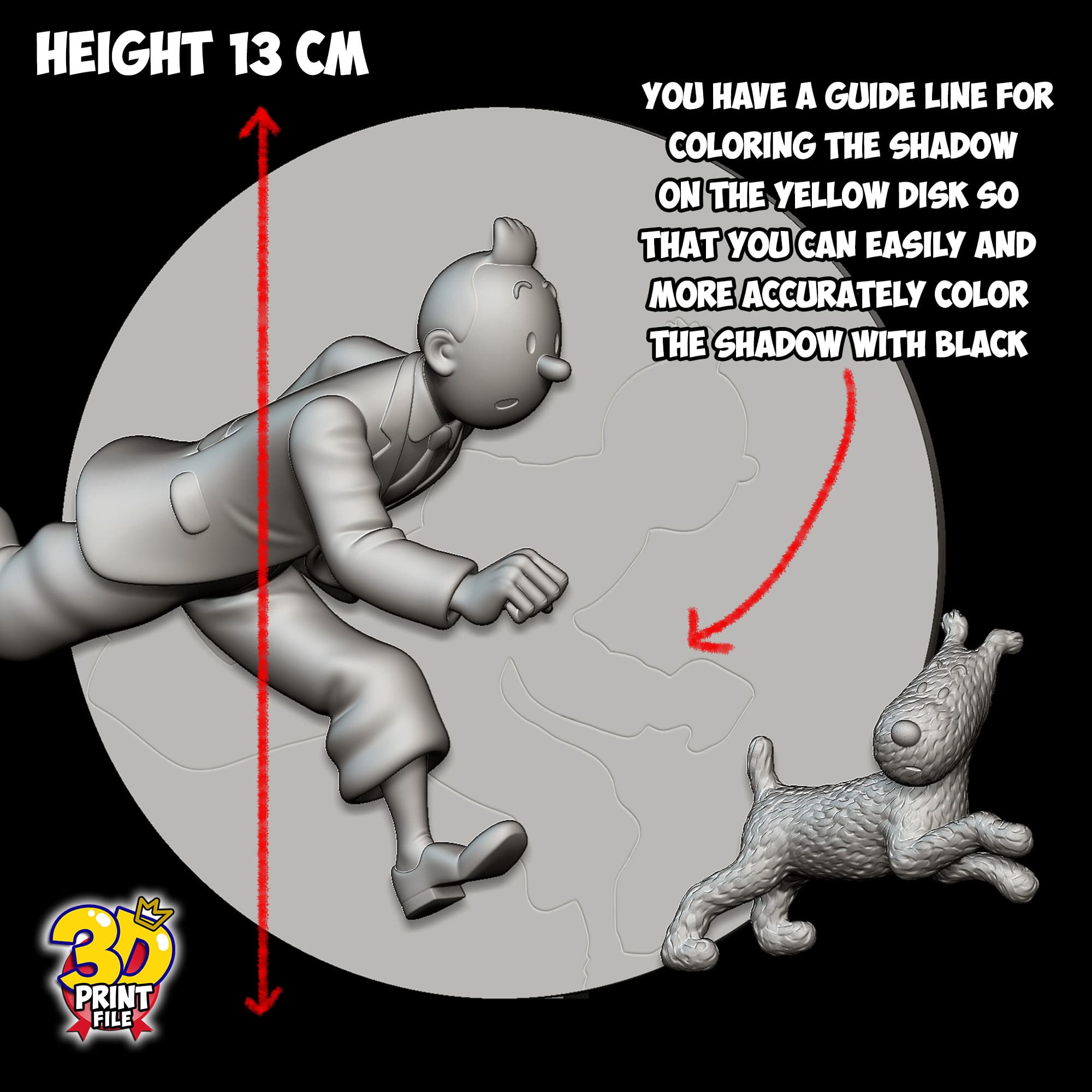 TINTIN AND SNOWY 3D model DIORAMA V.1 (stand and relief)