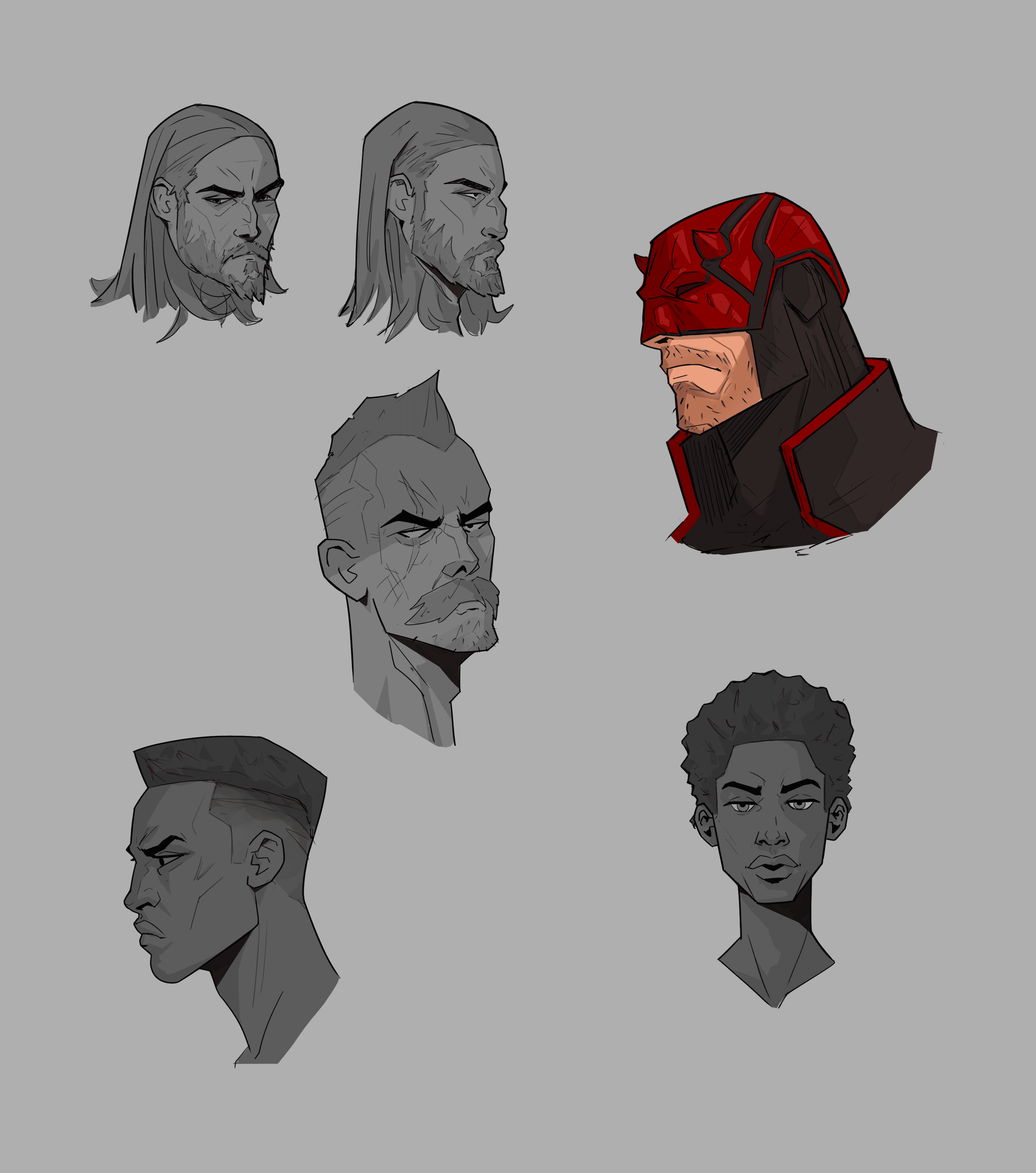Many Faces and sketches.