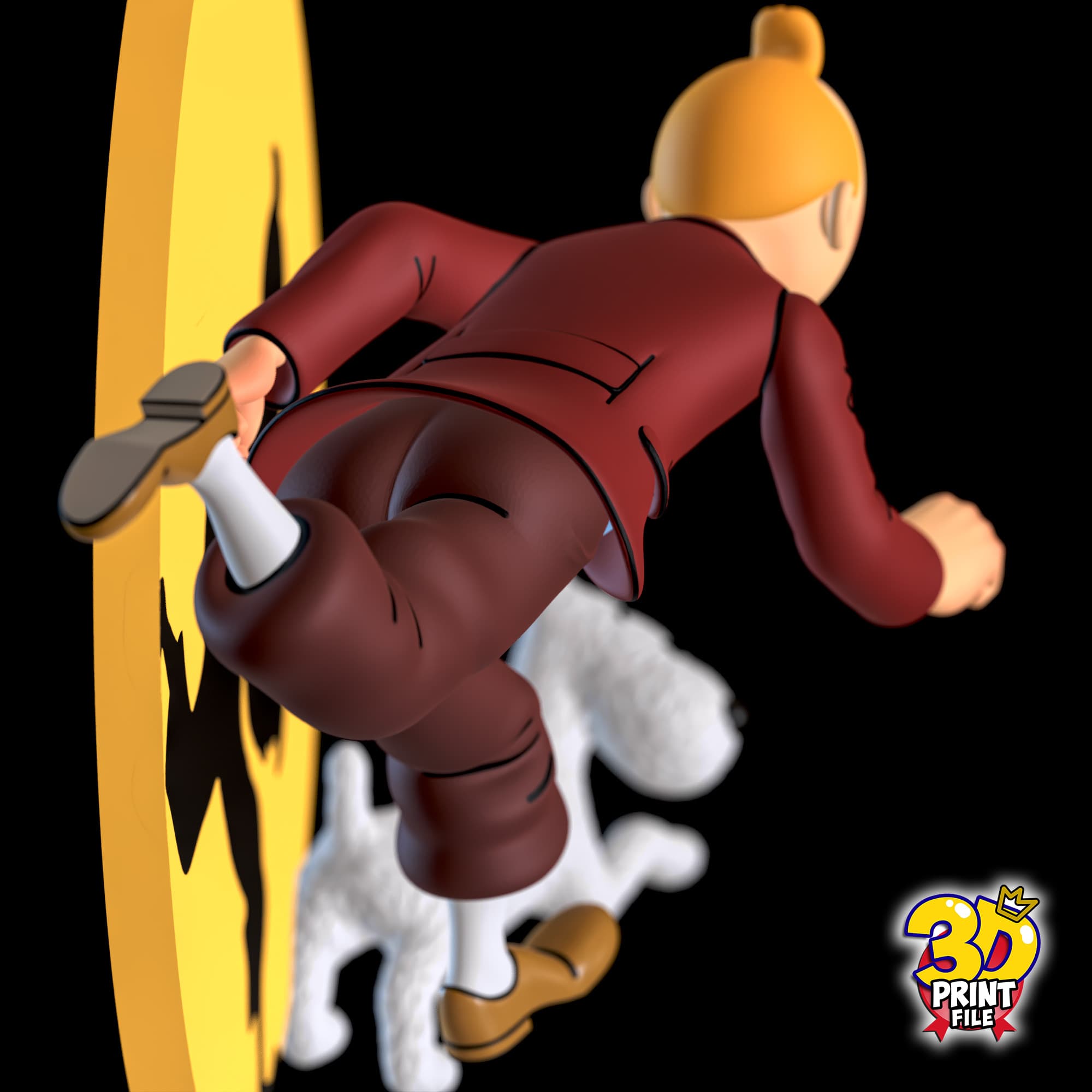 TINTIN AND SNOWY 3D model DIORAMA V.1 (stand and relief)