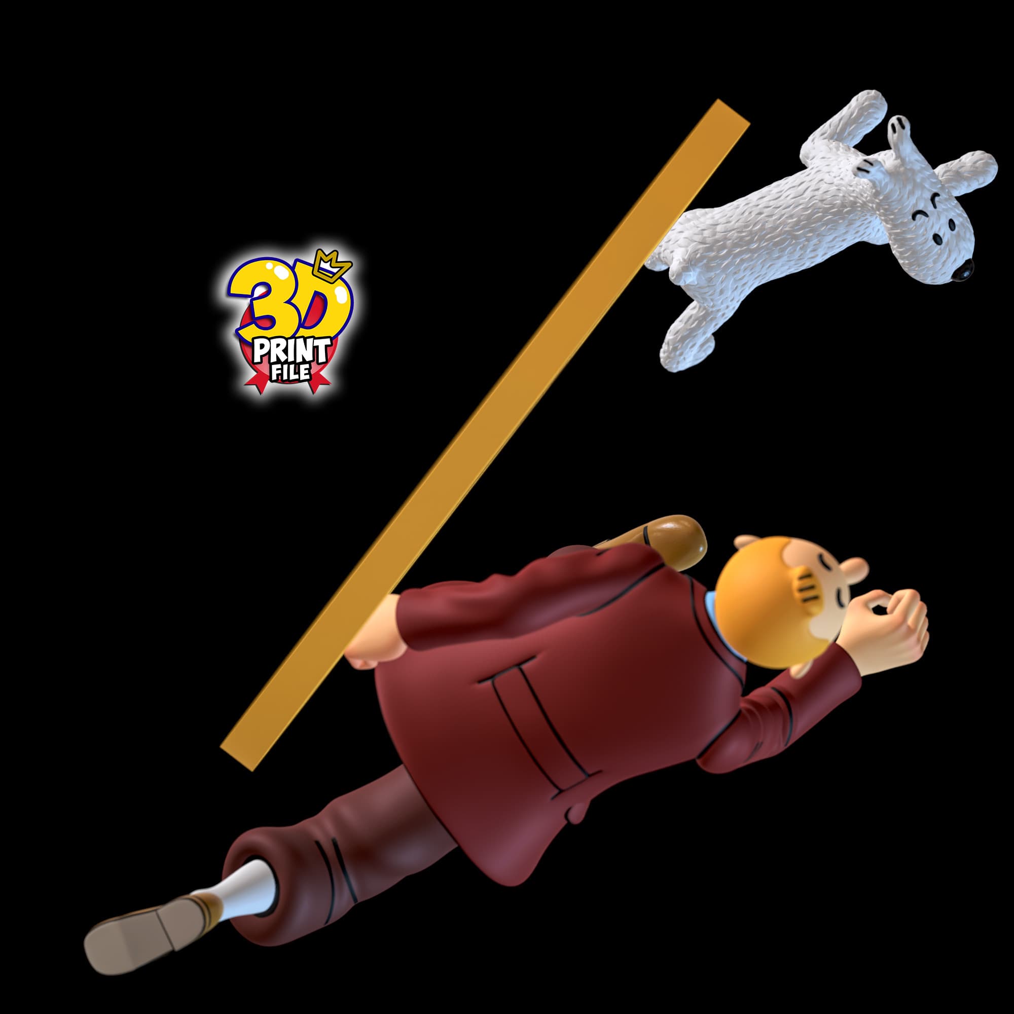 TINTIN AND SNOWY 3D model DIORAMA V.1 (stand and relief)