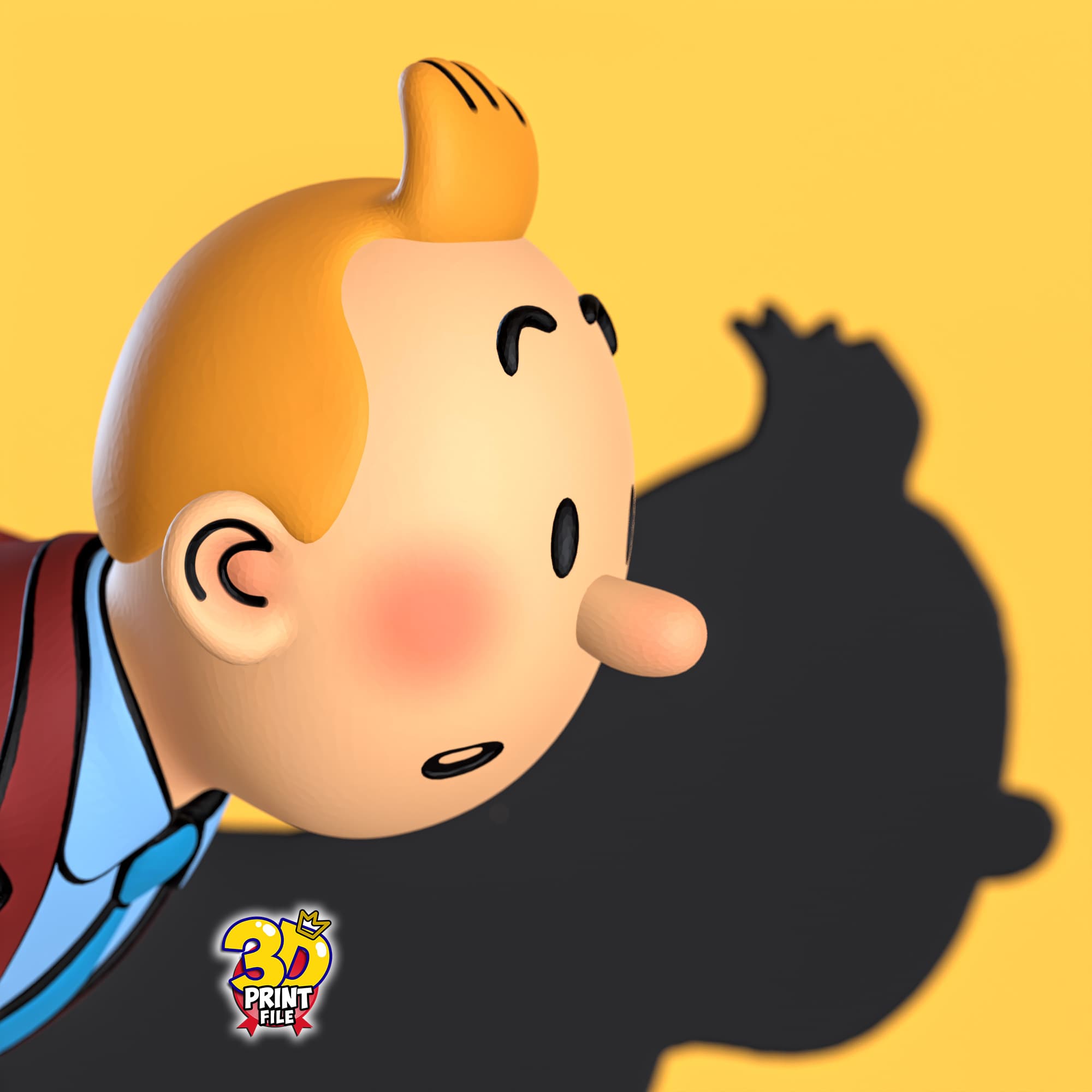 TINTIN AND SNOWY 3D model DIORAMA V.1 (stand and relief)
