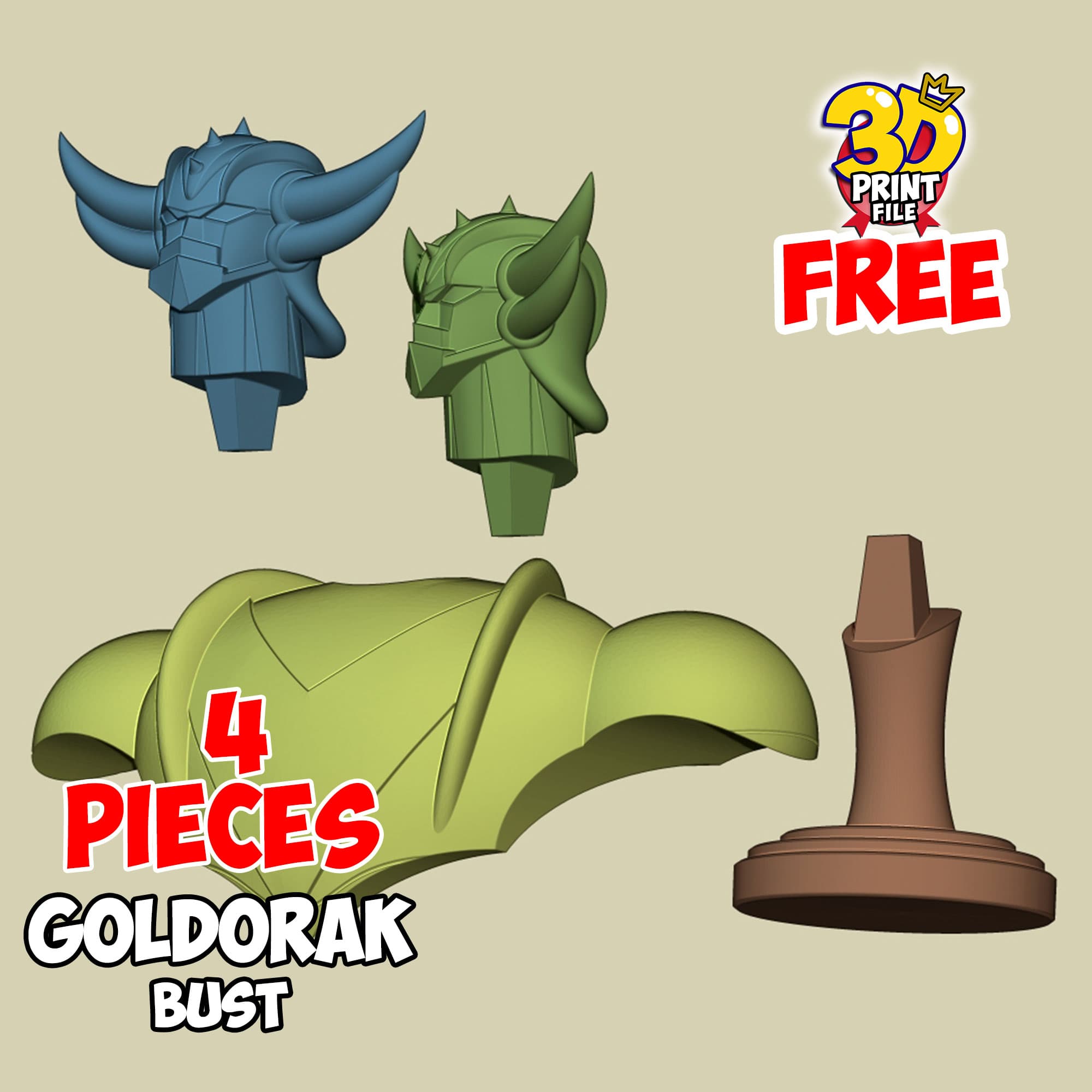 Free Goldorak 3d bust model