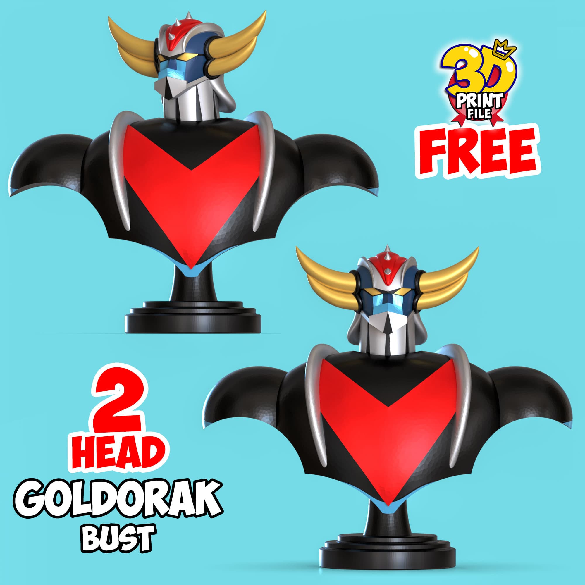 Free Goldorak 3d bust model