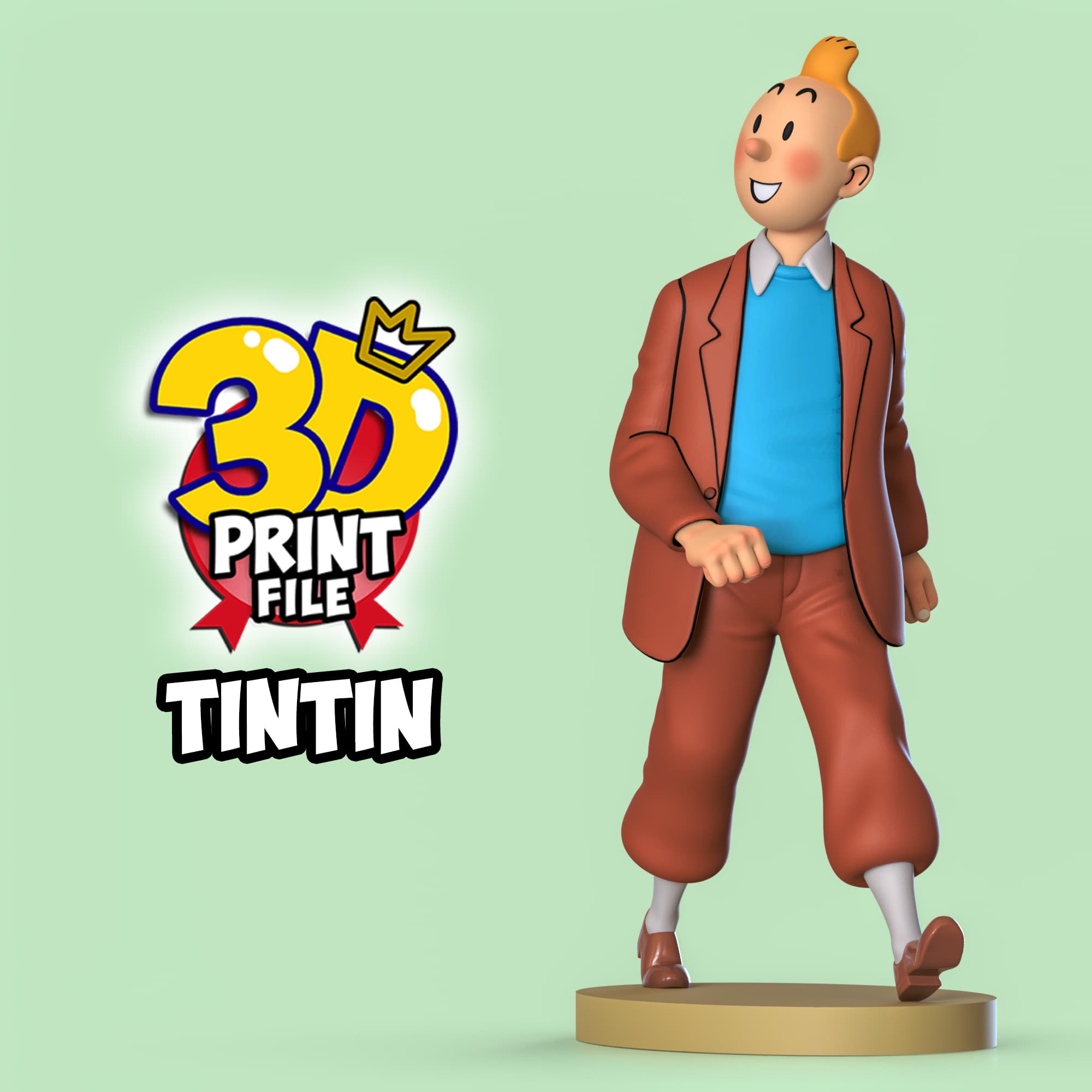 TINTIN 3D printable model Free Size with uv and texture