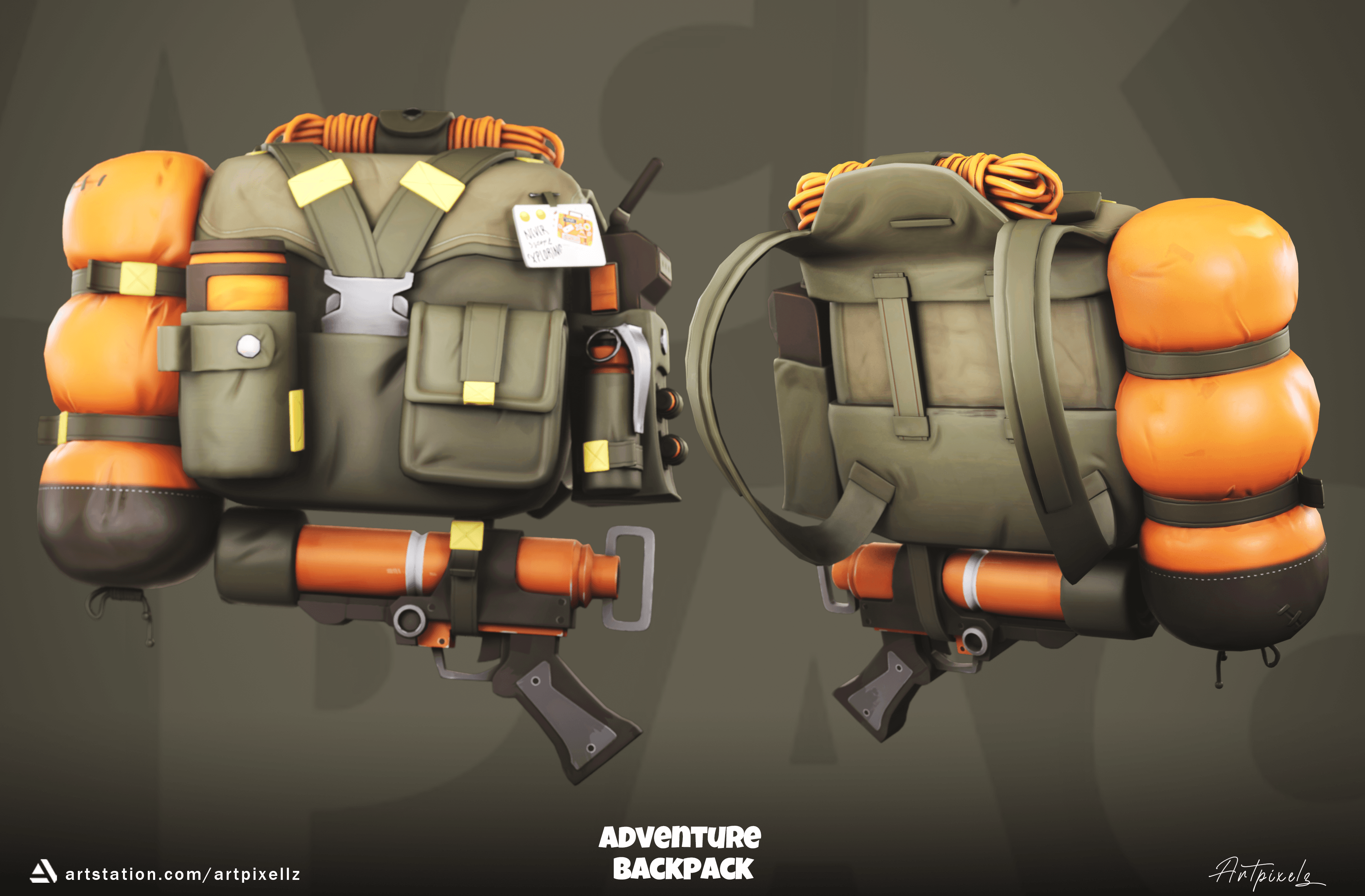 Stylized adventure backpack