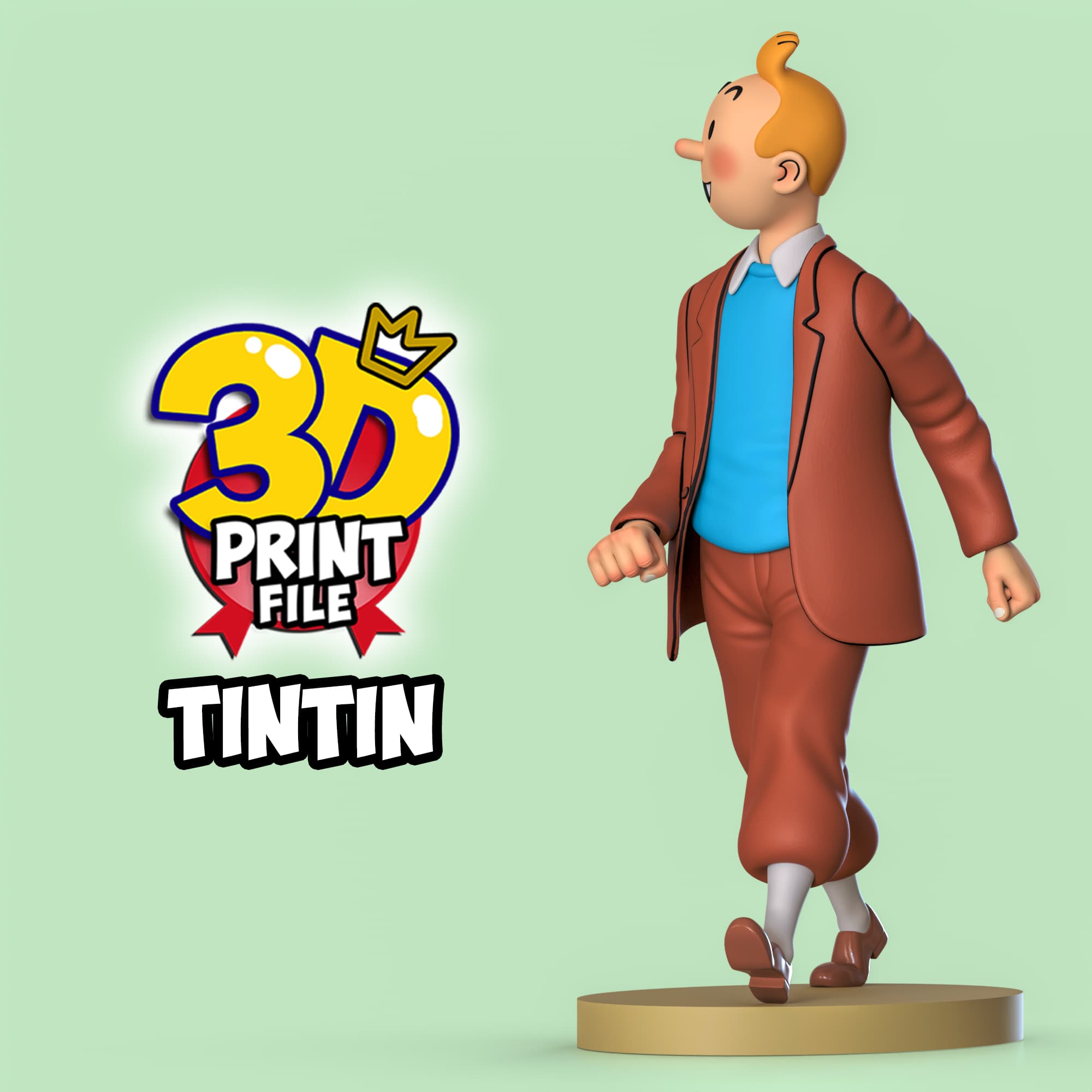 TINTIN 3D printable model Free Size with uv and texture