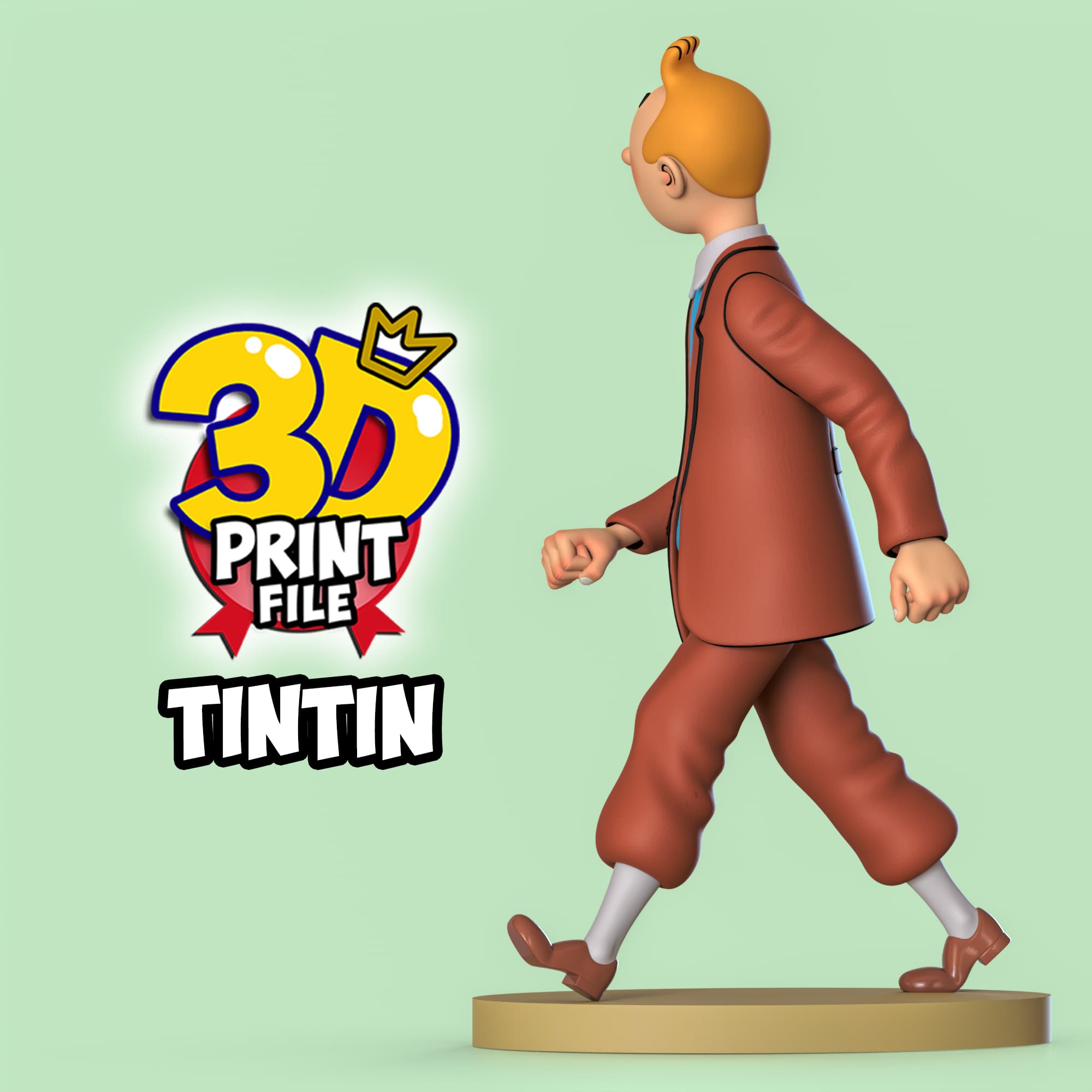 TINTIN 3D printable model Free Size with uv and texture