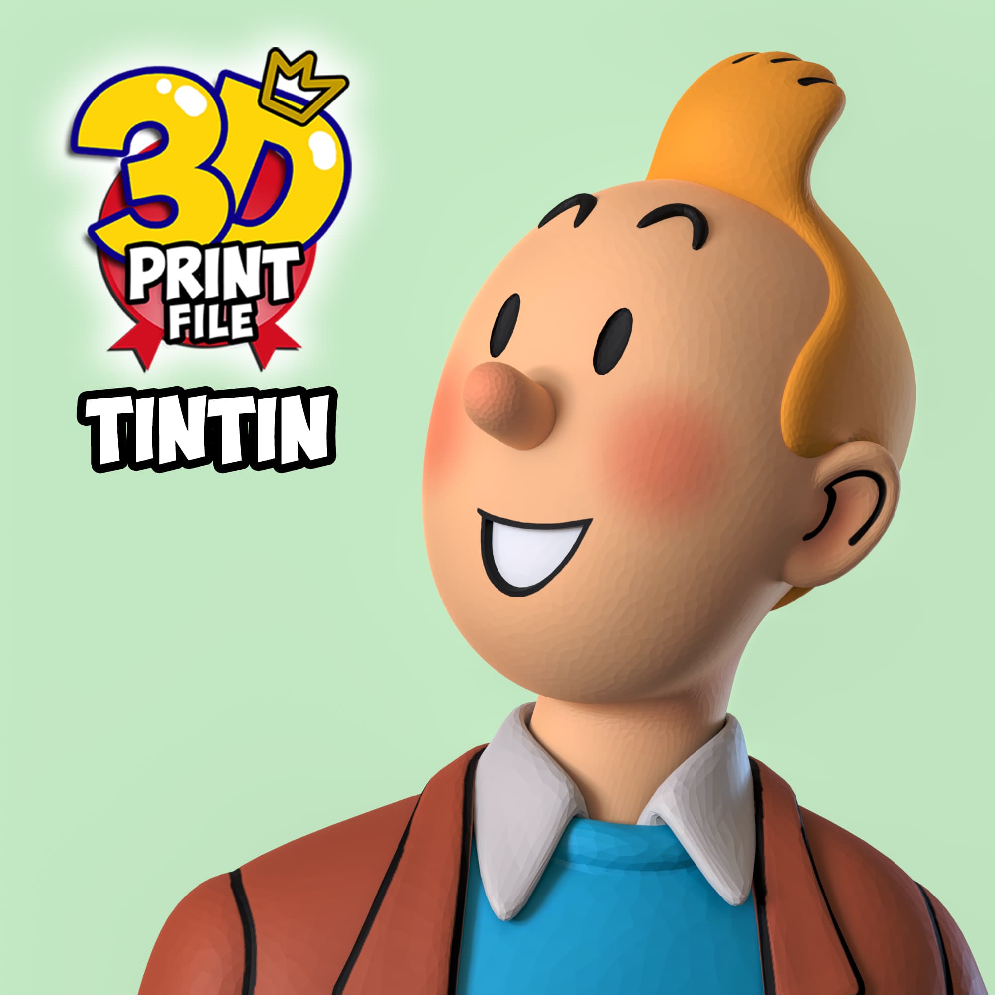 TINTIN 3D printable model Free Size with uv and texture