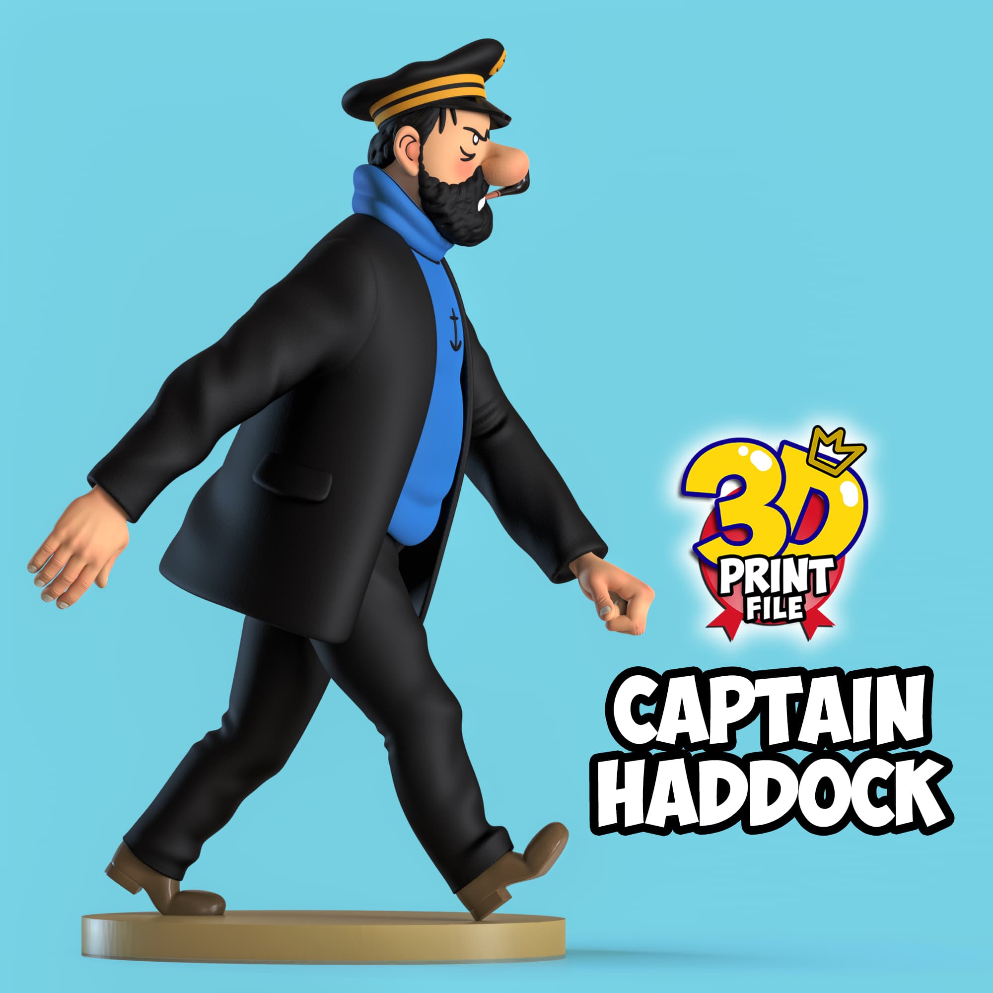 Captain Haddock 3D printable model Free Size with uv and texture