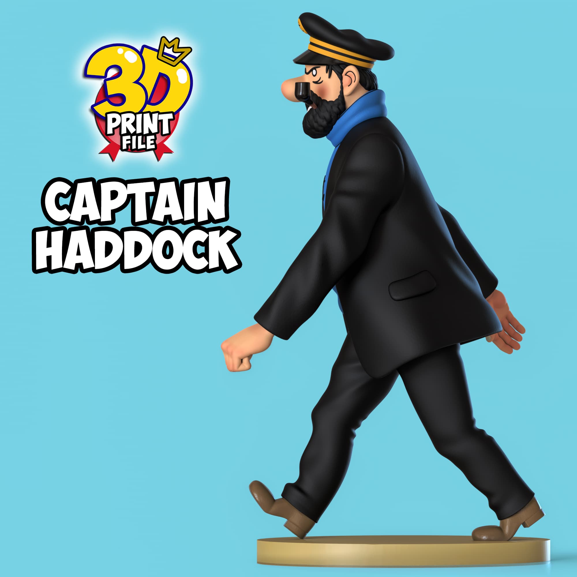 Captain Haddock 3D printable model Free Size with uv and texture