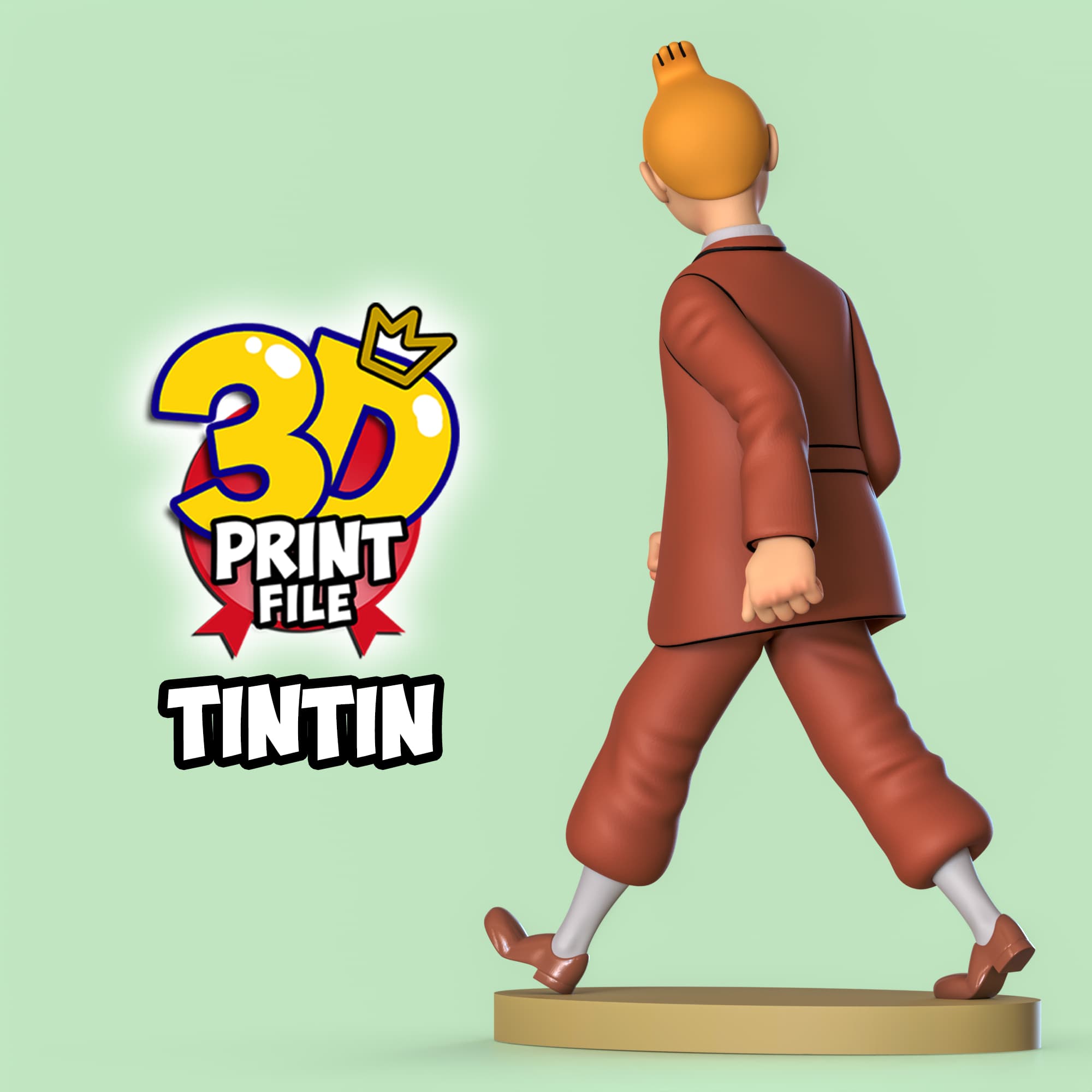 TINTIN 3D printable model Free Size with uv and texture