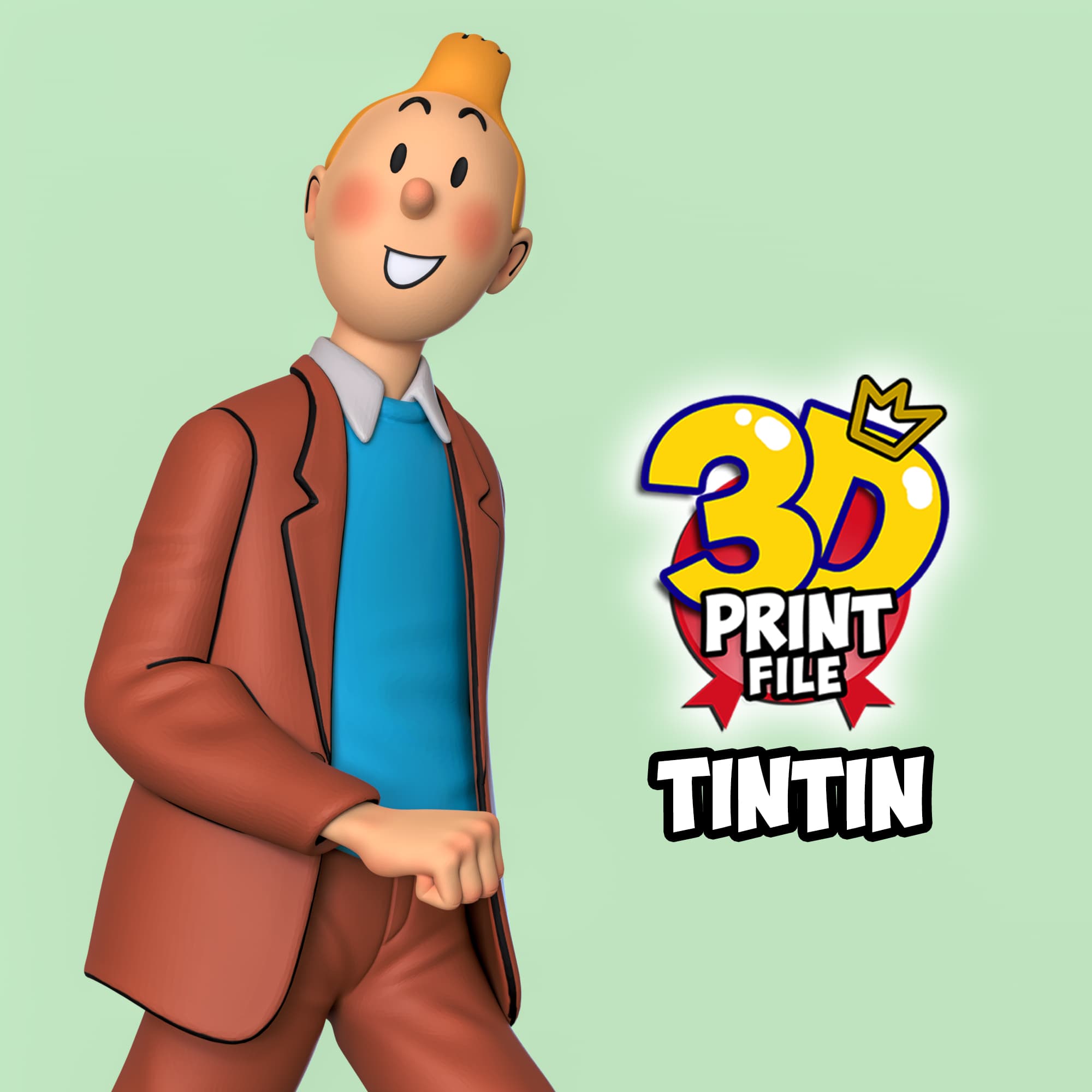 TINTIN 3D printable model Free Size with uv and texture