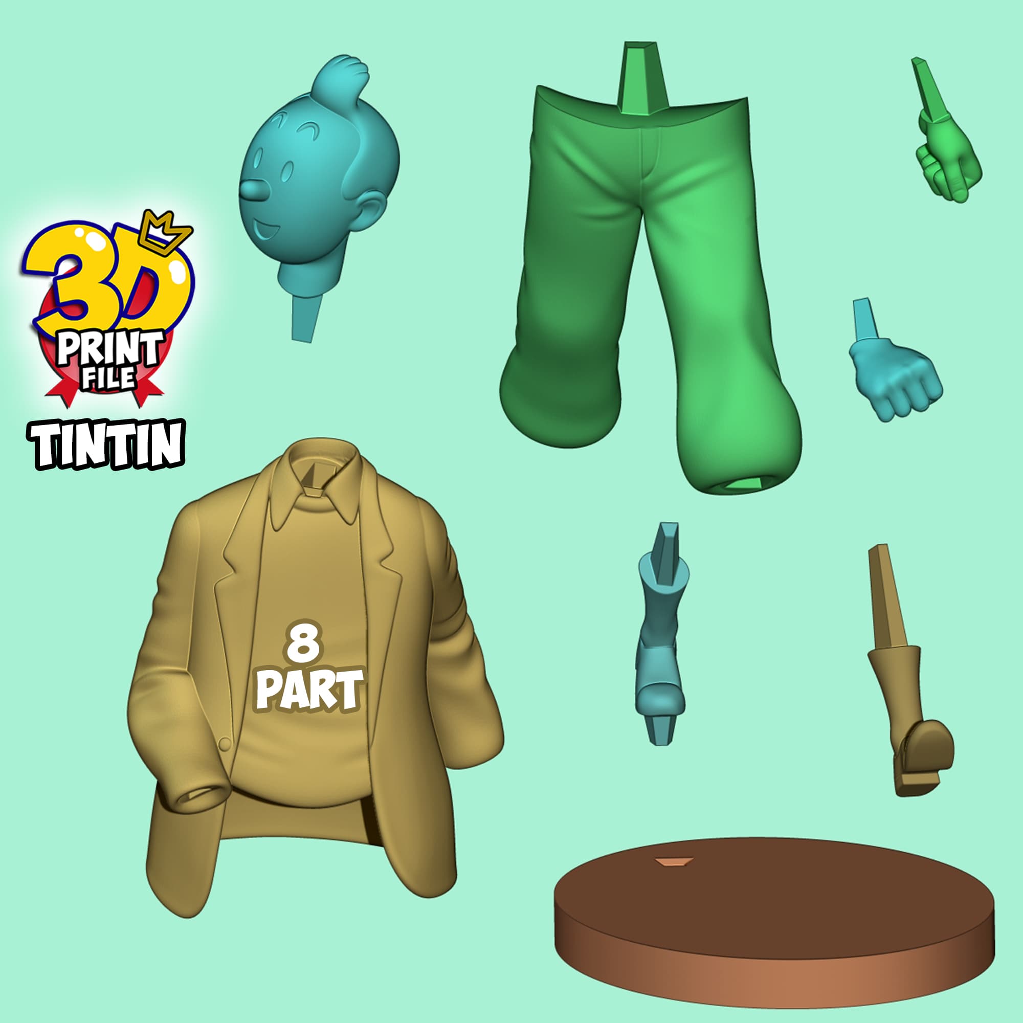 TINTIN 3D printable model Free Size with uv and texture