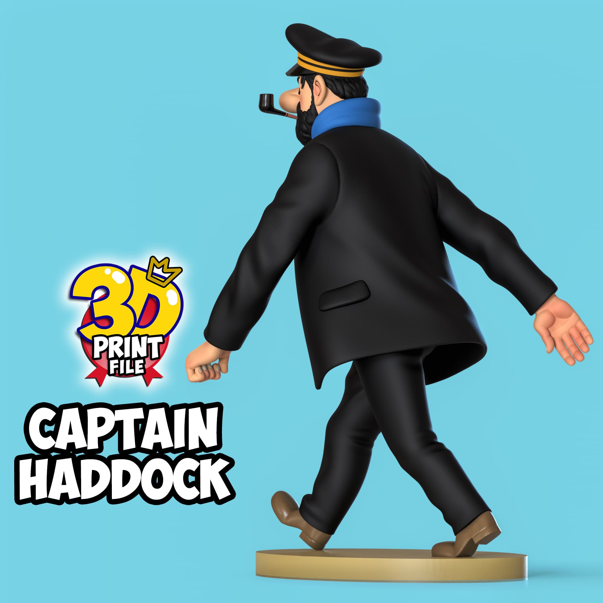 Captain Haddock 3D printable model Free Size with uv and texture