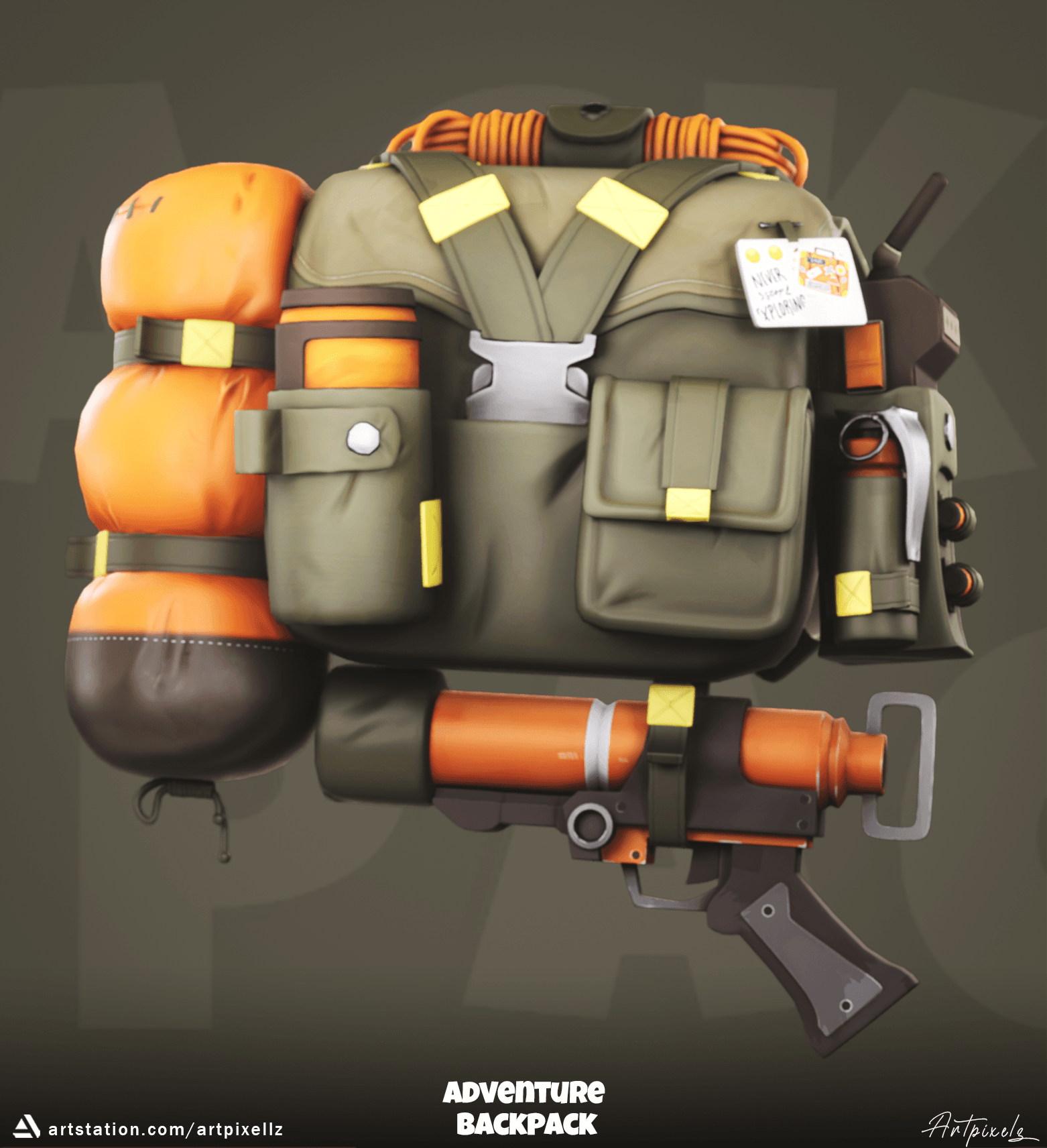 Stylized adventure backpack