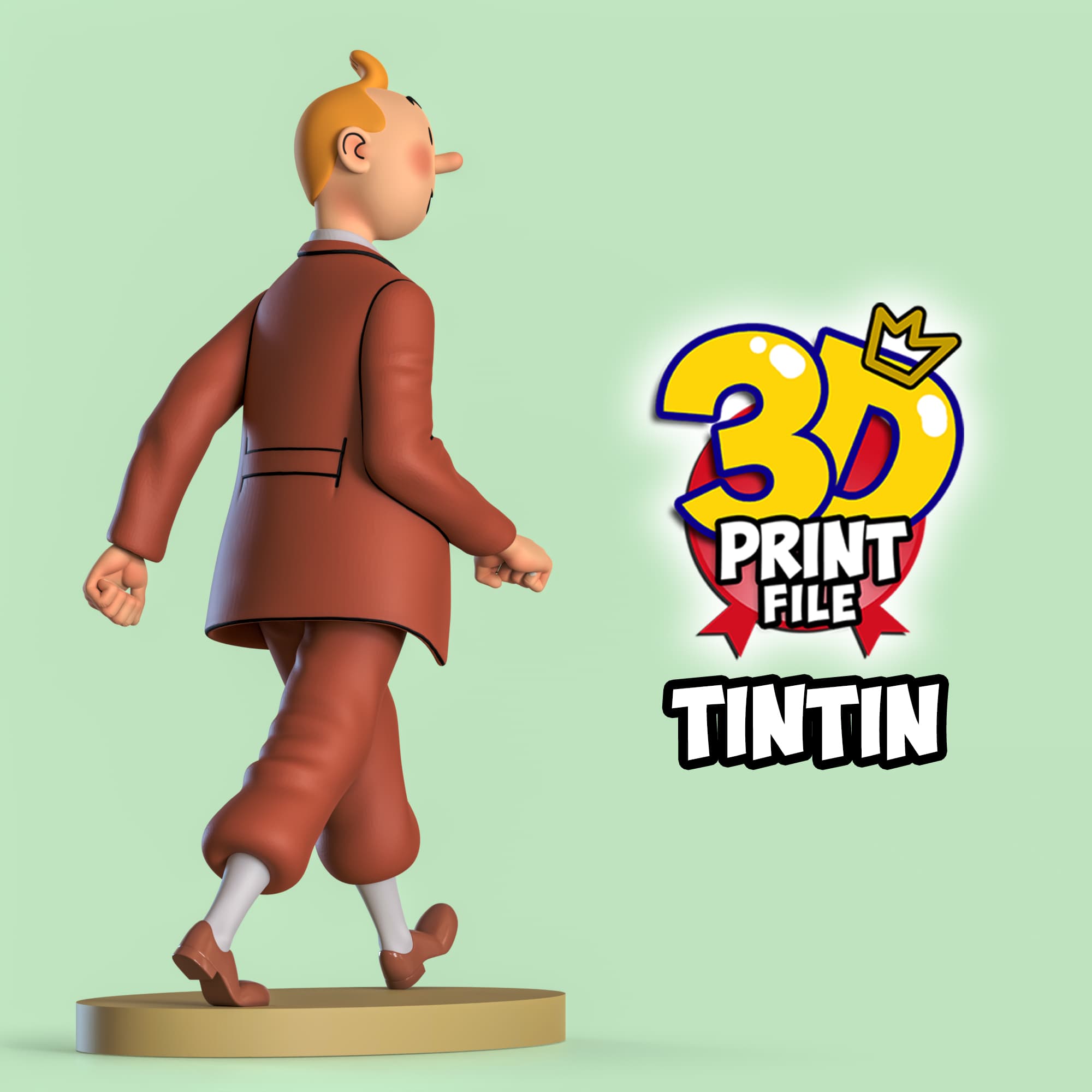 TINTIN 3D printable model Free Size with uv and texture