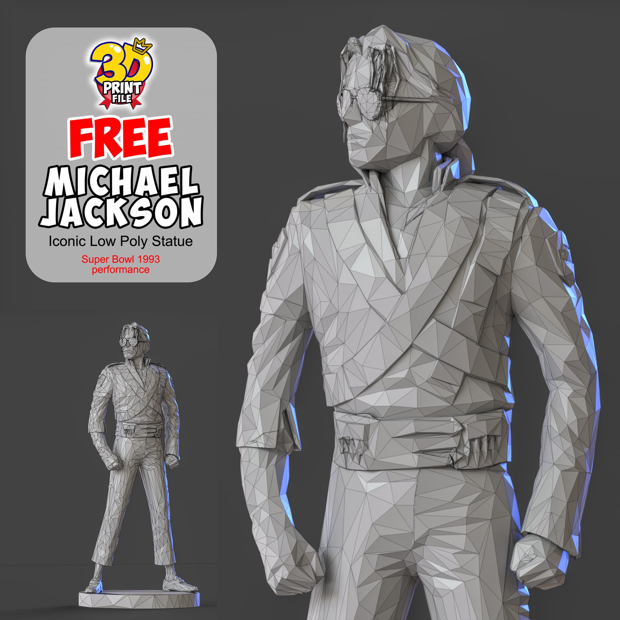 Michael Jackson – Iconic Low Poly Statue (Free Download)